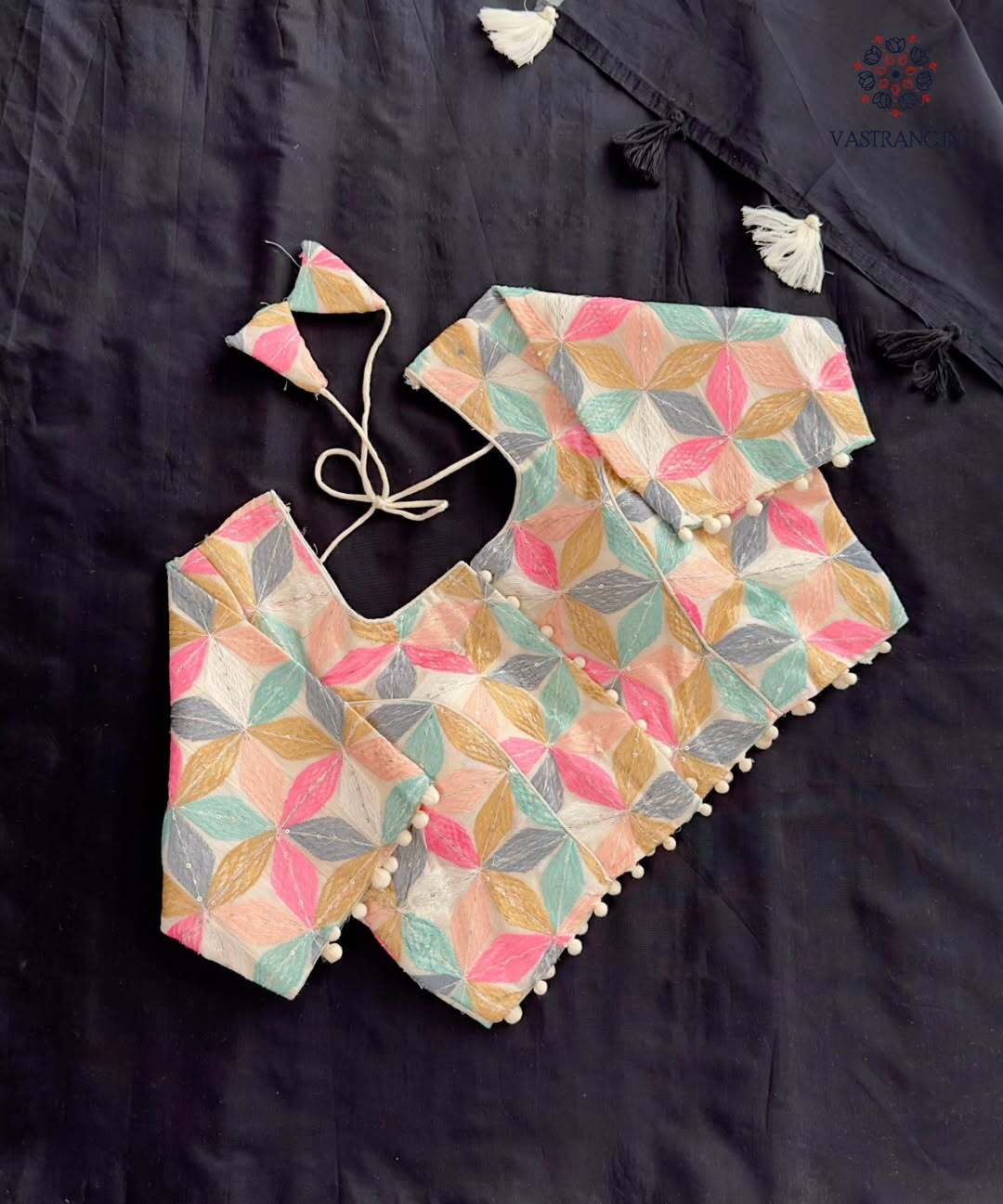 Attractive New Black Colour Chanderi Cotton Tussels Work Fancy Designer Wedding Wear Saree With Stitched Blouse