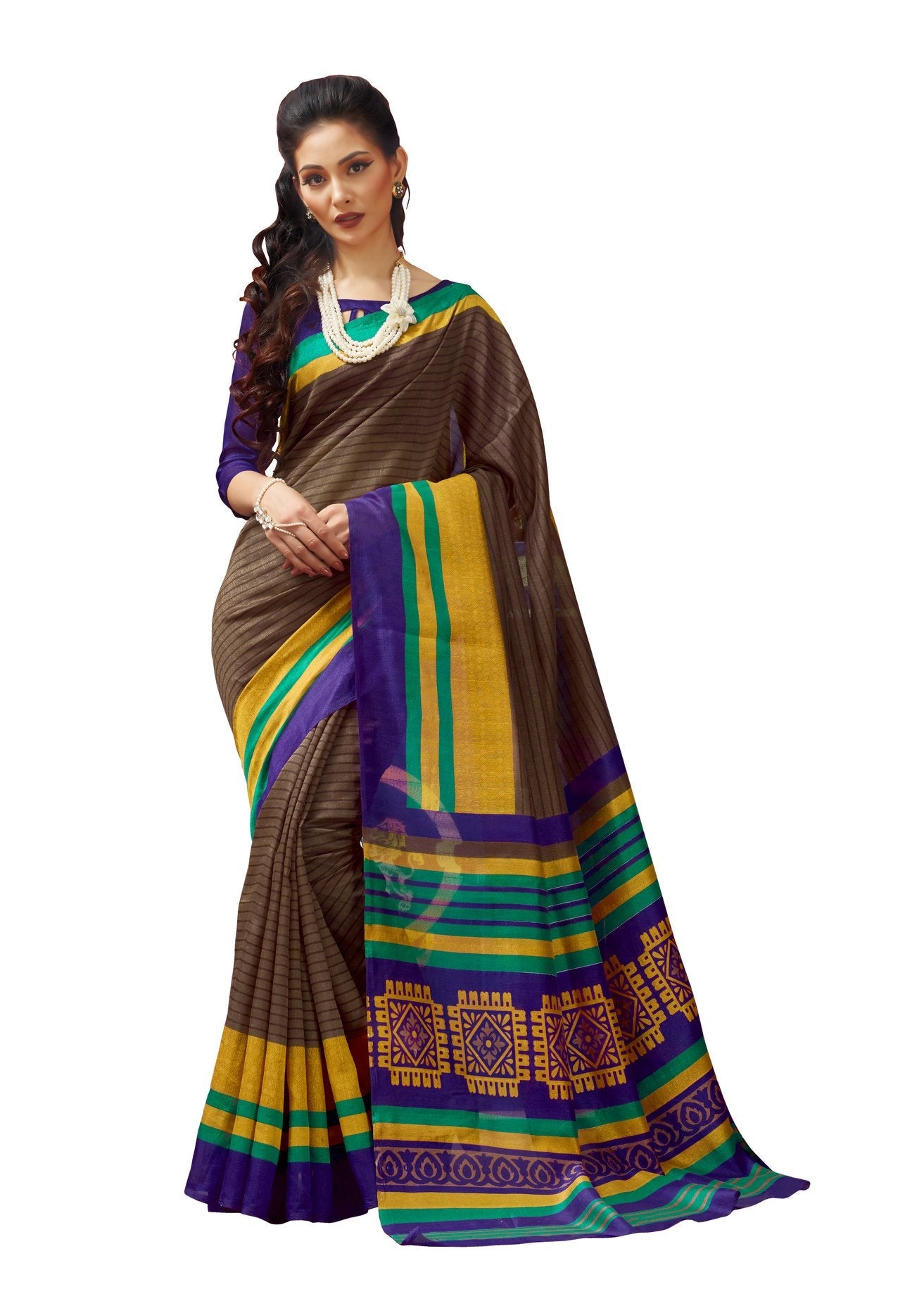 Partywear Multi Color Art Silk Fancy Designer Saree With Blouse
