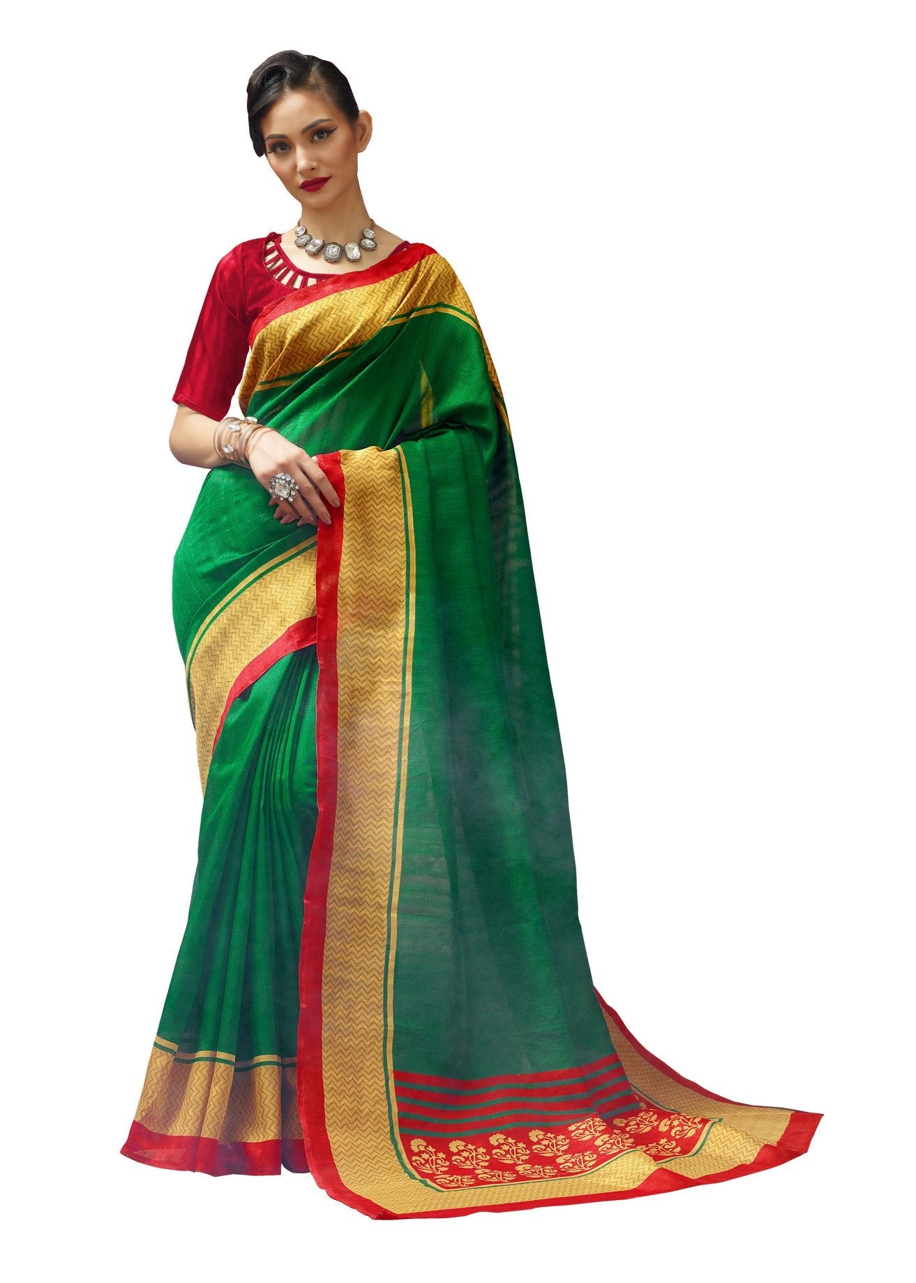 Party Wear Green Color Art Silk Fancy Designer Saree With Blouse