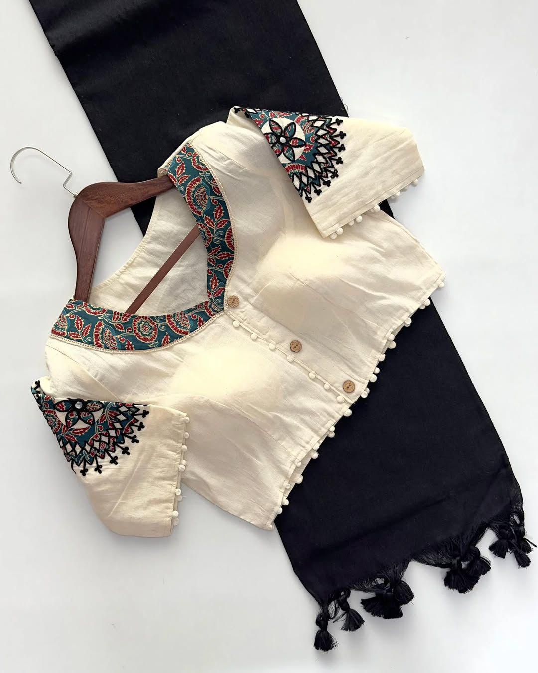 Latest Cotton Fabric Tussels Work Fancy Designer Function Wear Saree With Stitched Blouse