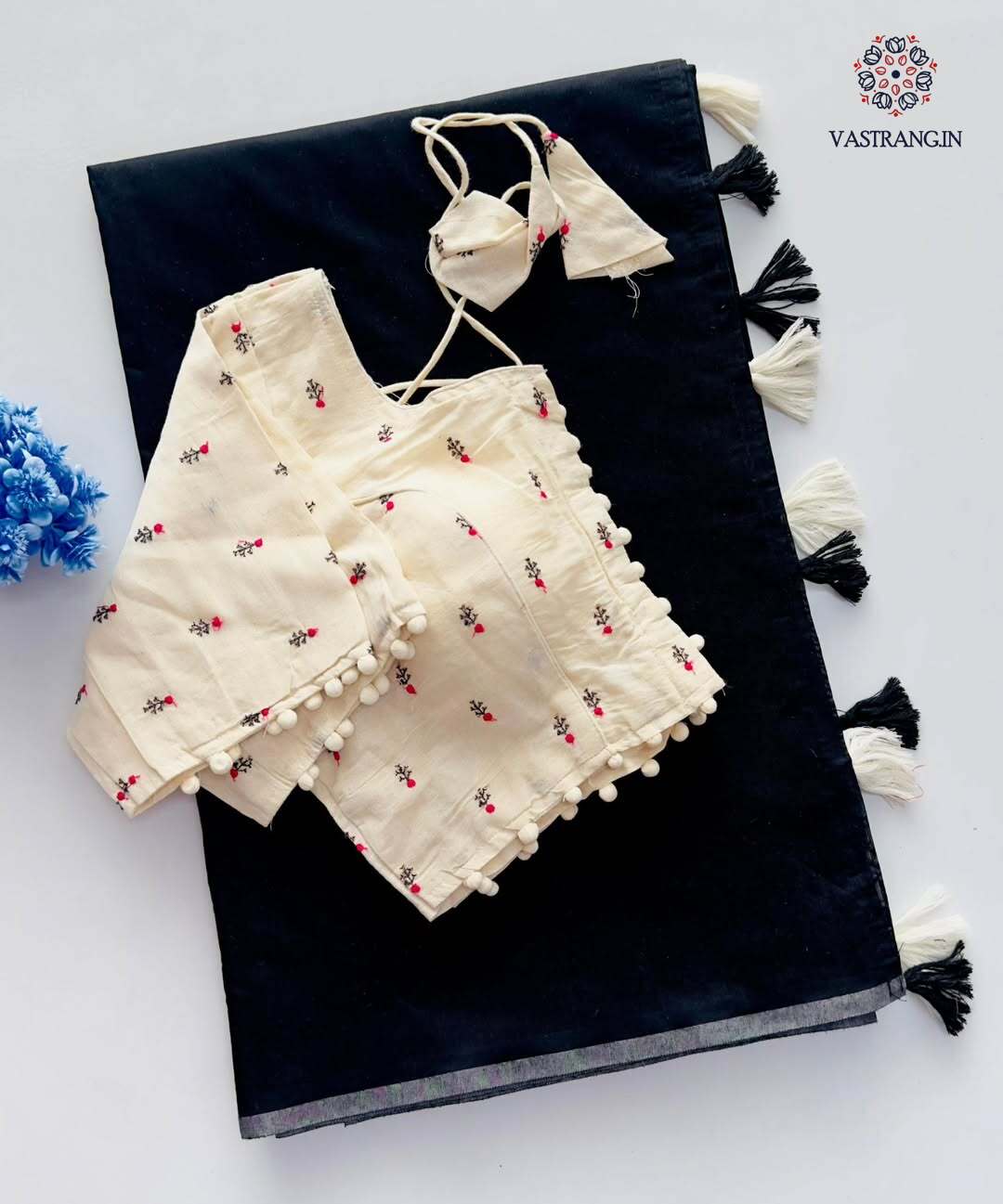 Attractive New Black Colour Chanderi Cotton Tussels Work Fancy Designer Wedding Wear Saree With Stitched Blouse