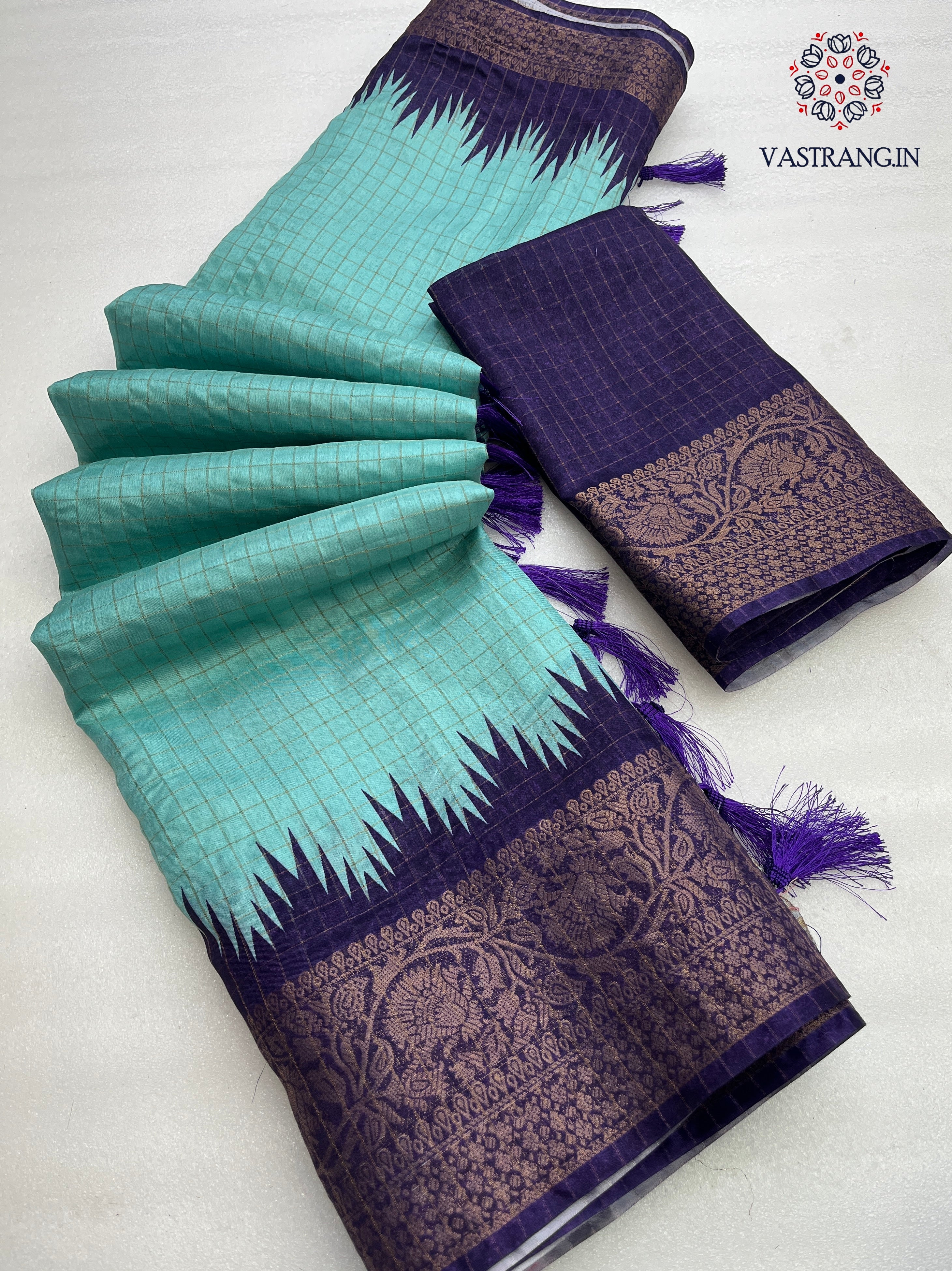 New Wedding Wear Sky blue Colour Soft Chanderi Digital Print with Jaquard weaving Border work Saree