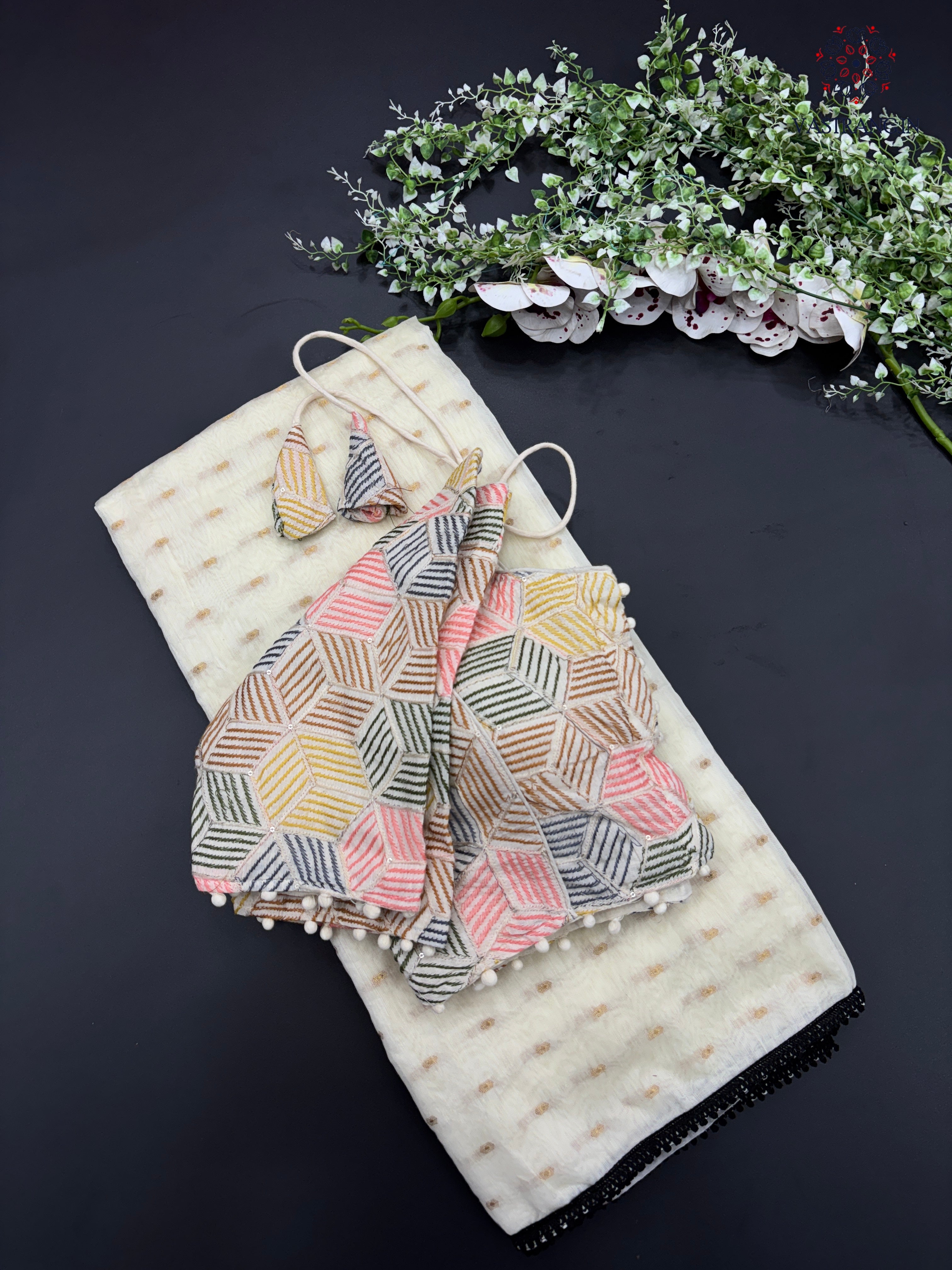 Gorgeous Party Wear White Colour Pure Chanderi Jari Butti Work Fancy Designer Saree For Women