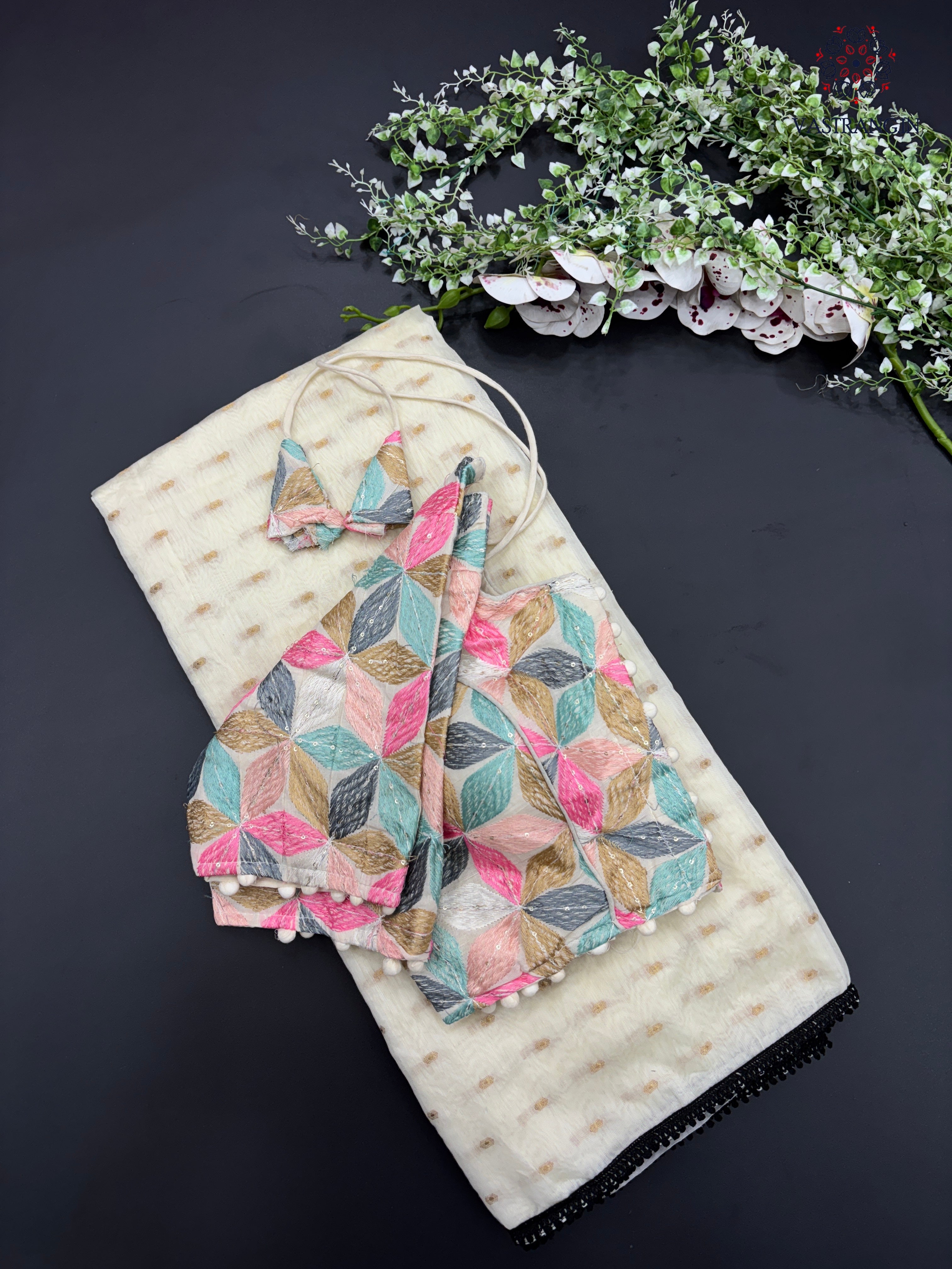 Gorgeous Party Wear White Colour Pure Chanderi Jari Butti Work Fancy Designer Saree For Women