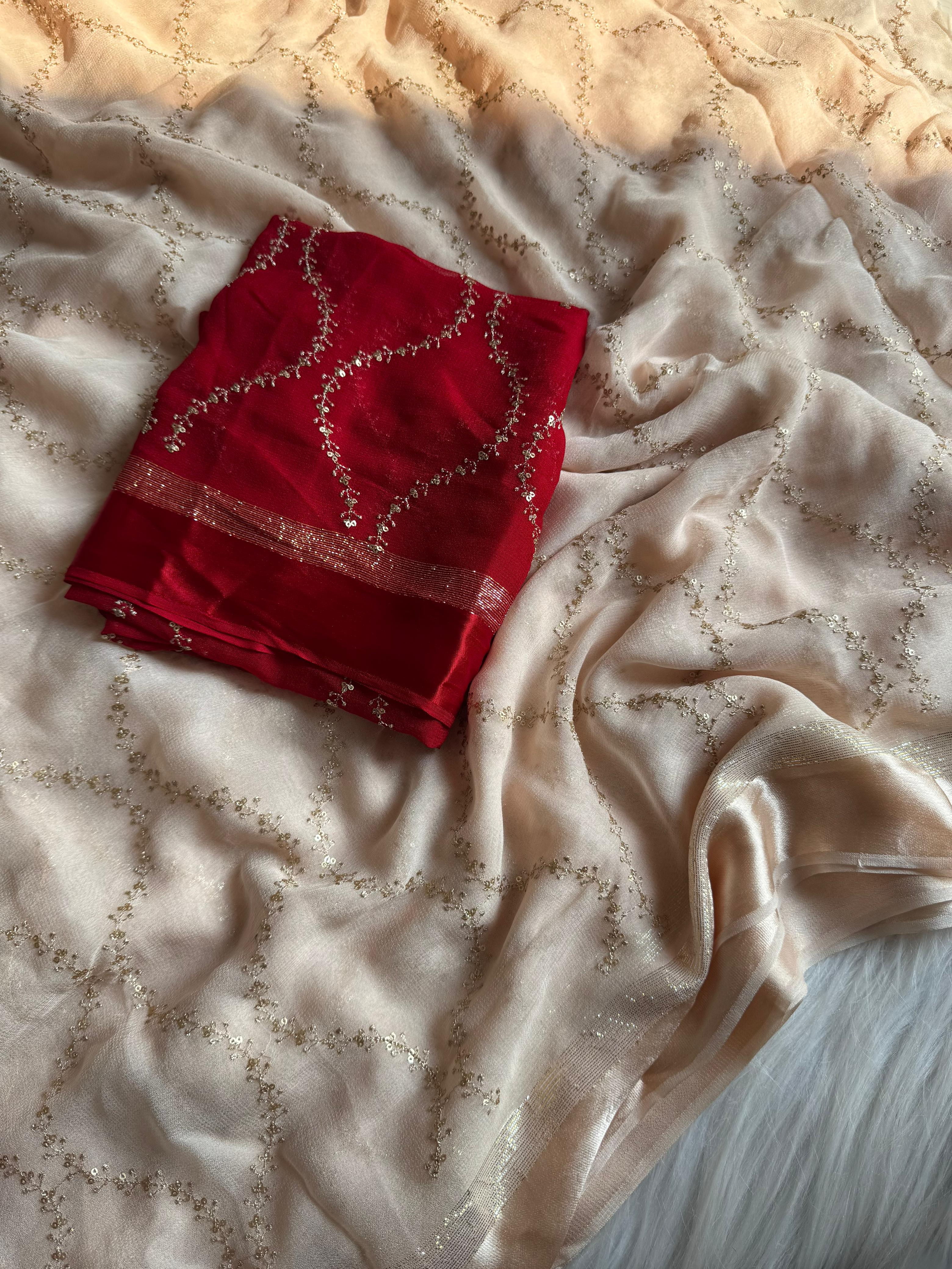 Pure Viscose Georgette Sequence Work Wedding Wear Fancy Designer Saree With Blouse