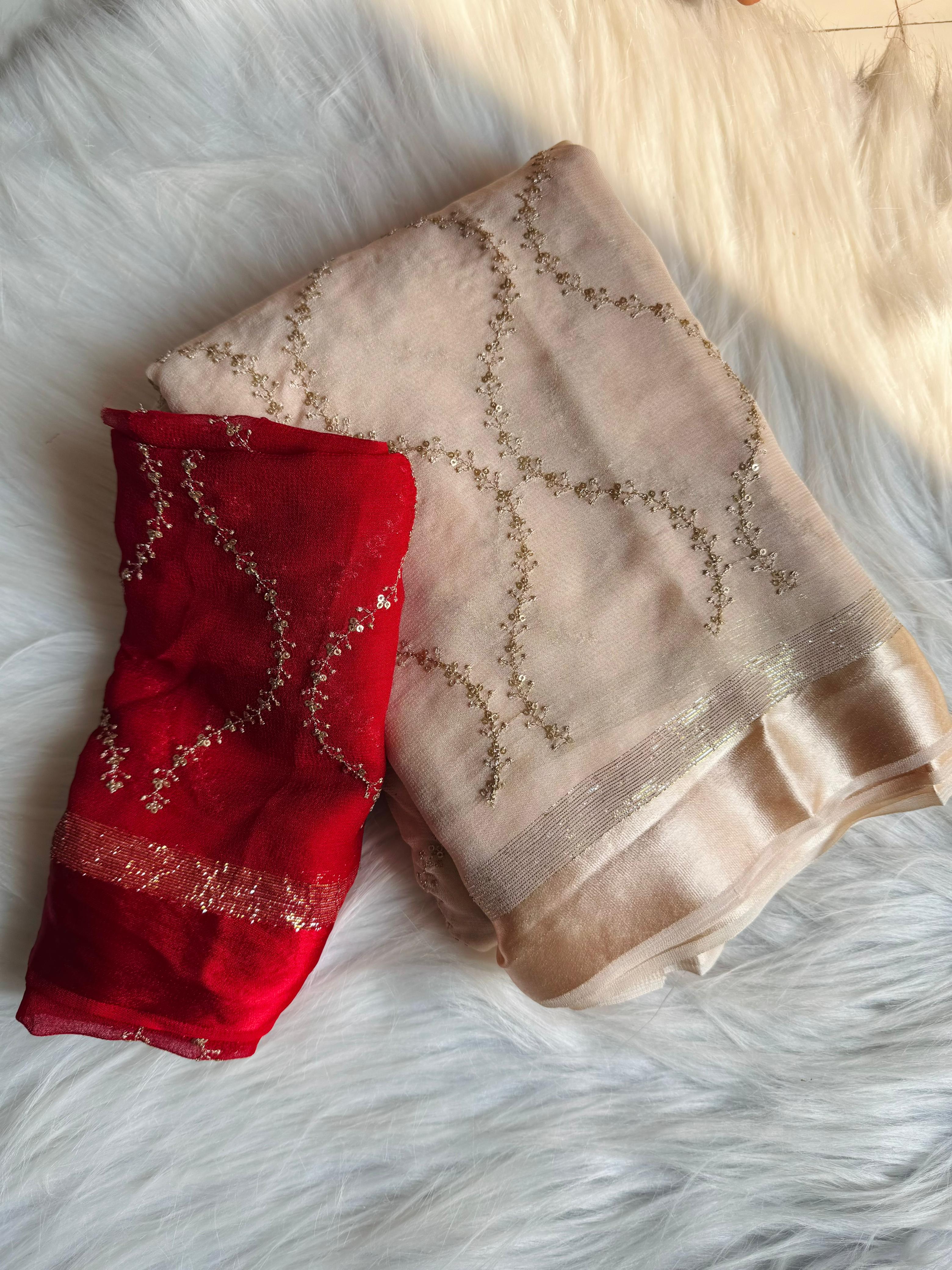 Pure Viscose Georgette Sequence Work Wedding Wear Fancy Designer Saree With Blouse