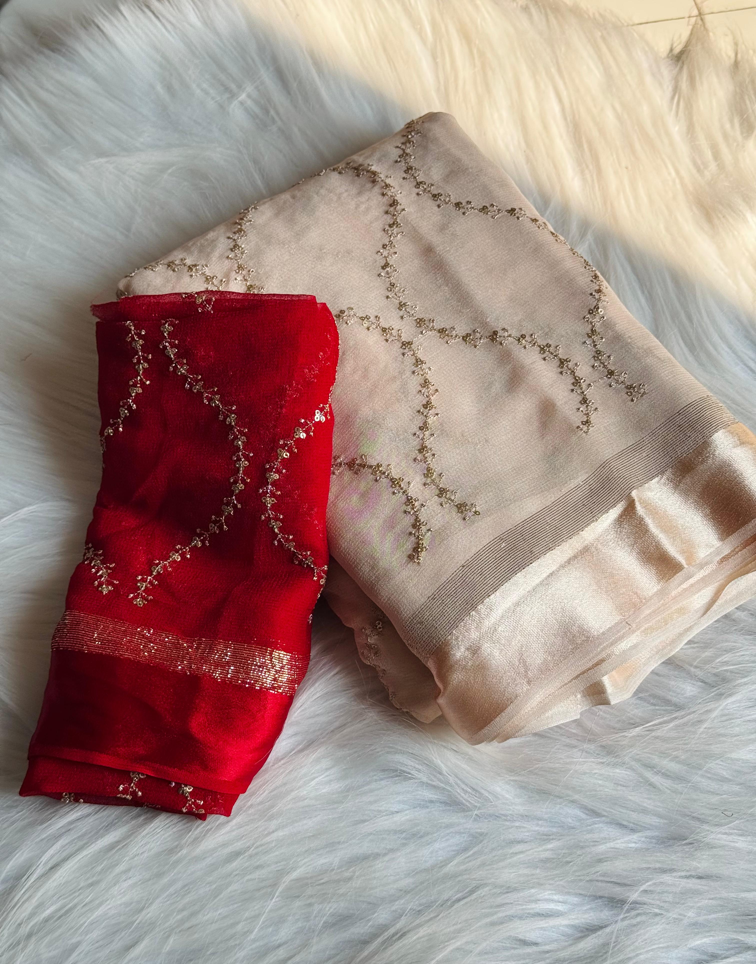 Pure Viscose Georgette Sequence Work Wedding Wear Fancy Designer Saree With Blouse