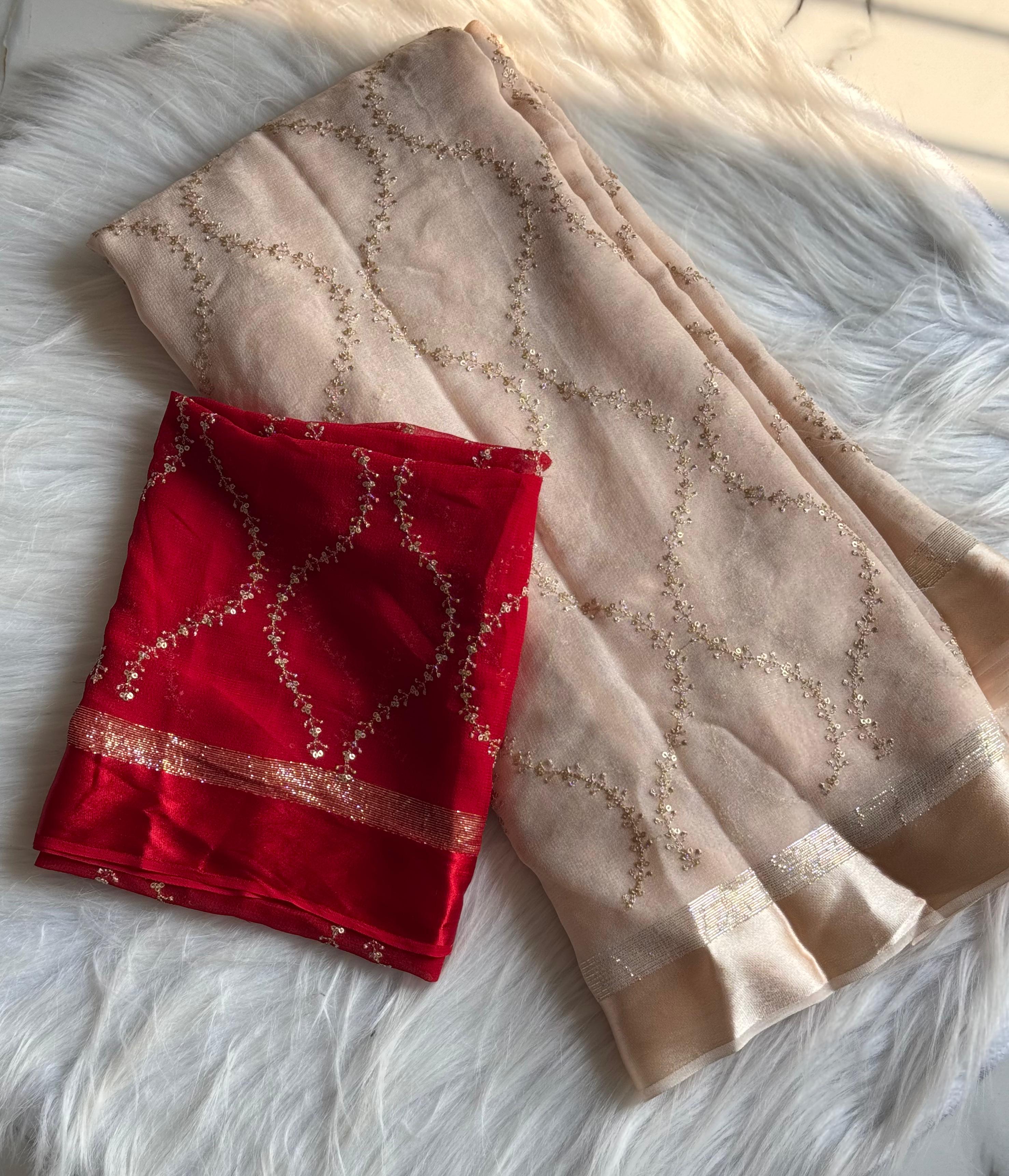 Pure Viscose Georgette Sequence Work Wedding Wear Fancy Designer Saree With Blouse