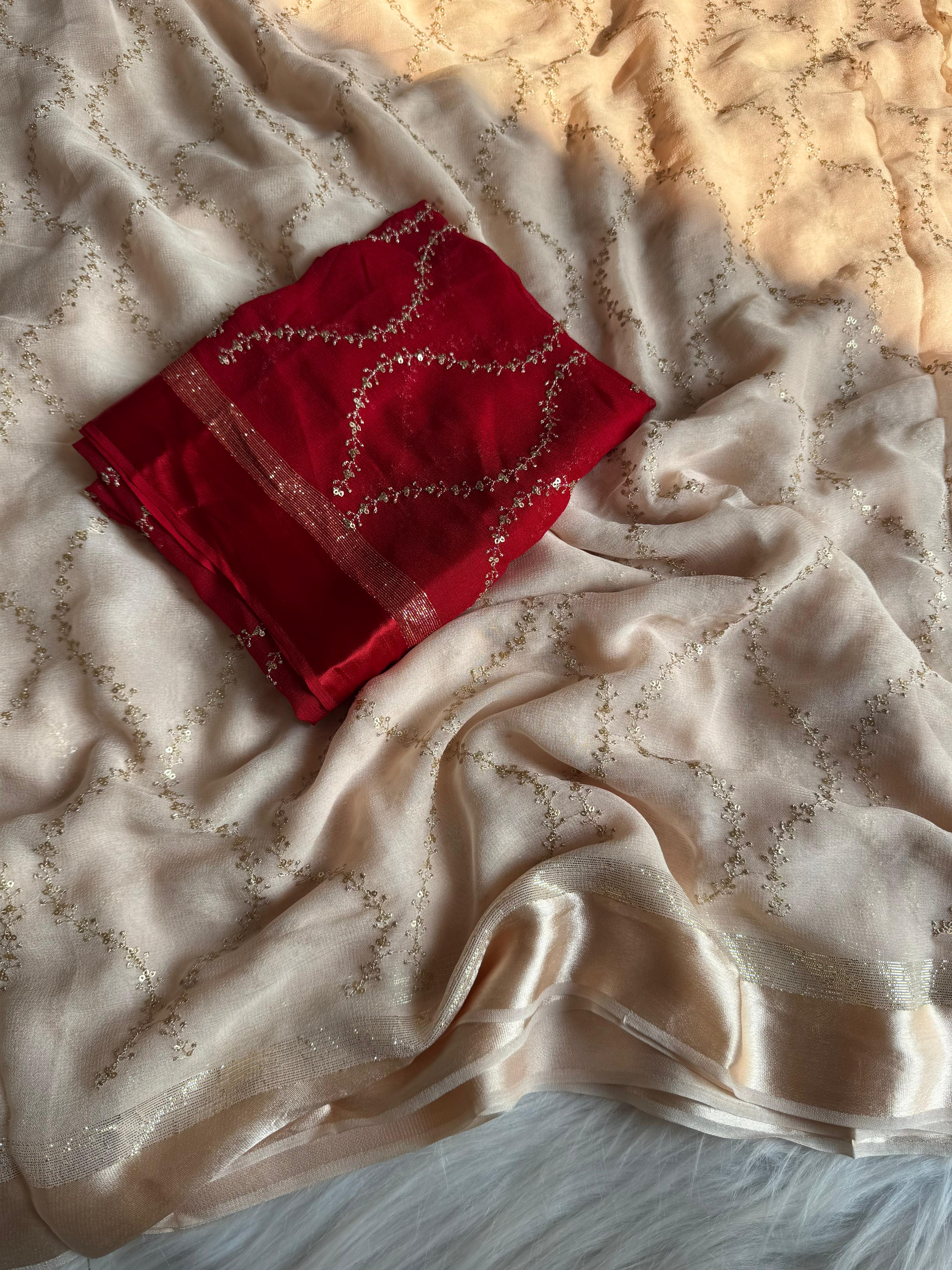 Pure Viscose Georgette Sequence Work Wedding Wear Fancy Designer Saree With Blouse