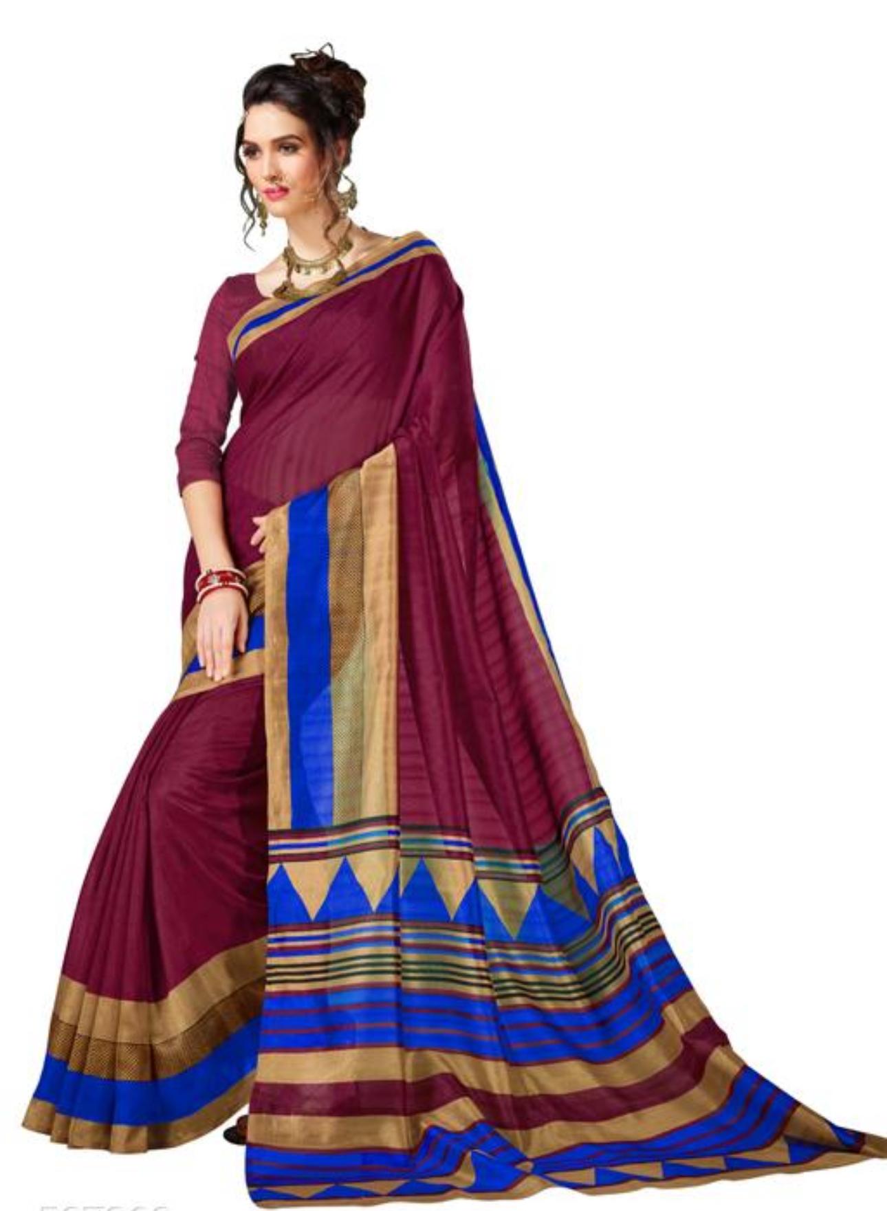 Partywear Multi Cotton Silk Fancy Designer Saree With Blouse