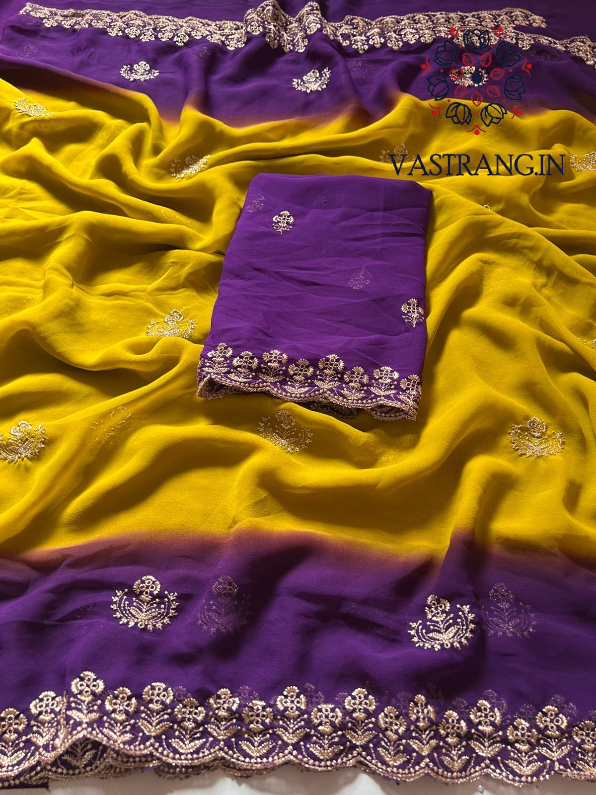 Partywear Soft Georgette Pedding Color Sequence Embroidery n Arca Border Work Fancy Designer Saree With Blouse