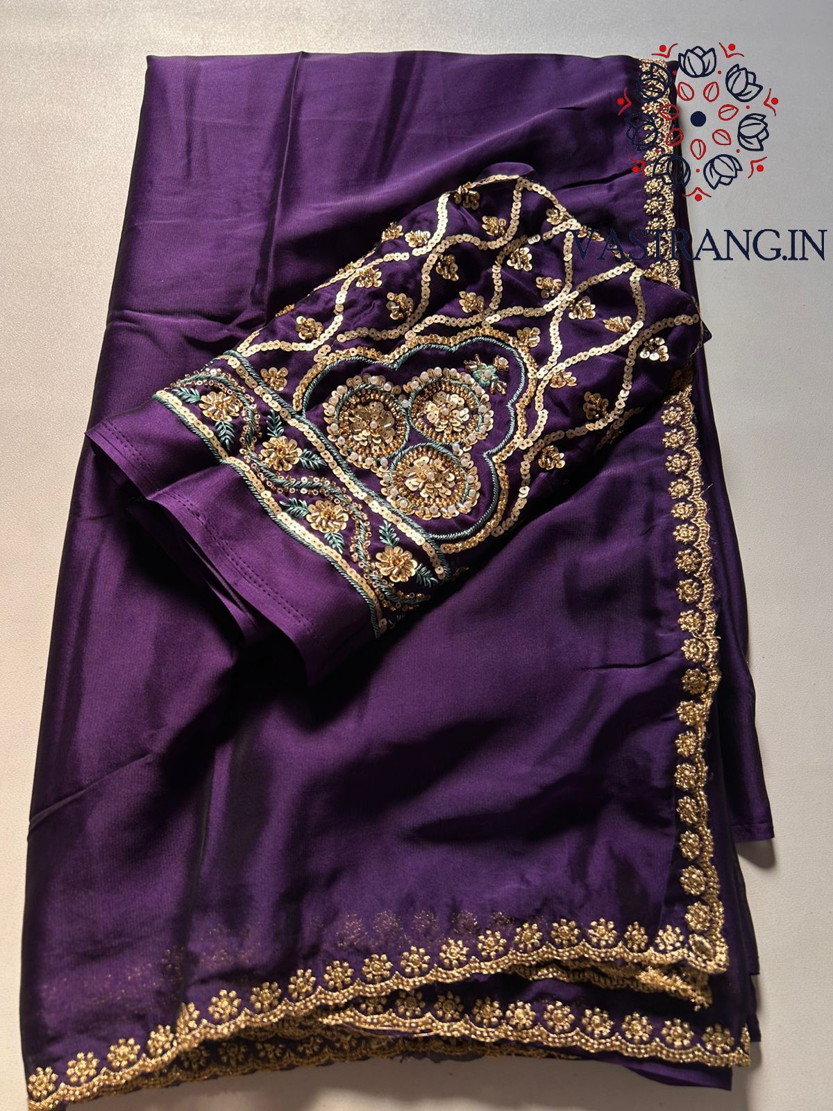 Purple Color Rangoli Silk Embroidery n Hand Work Fancy Designer Partywear Saree
