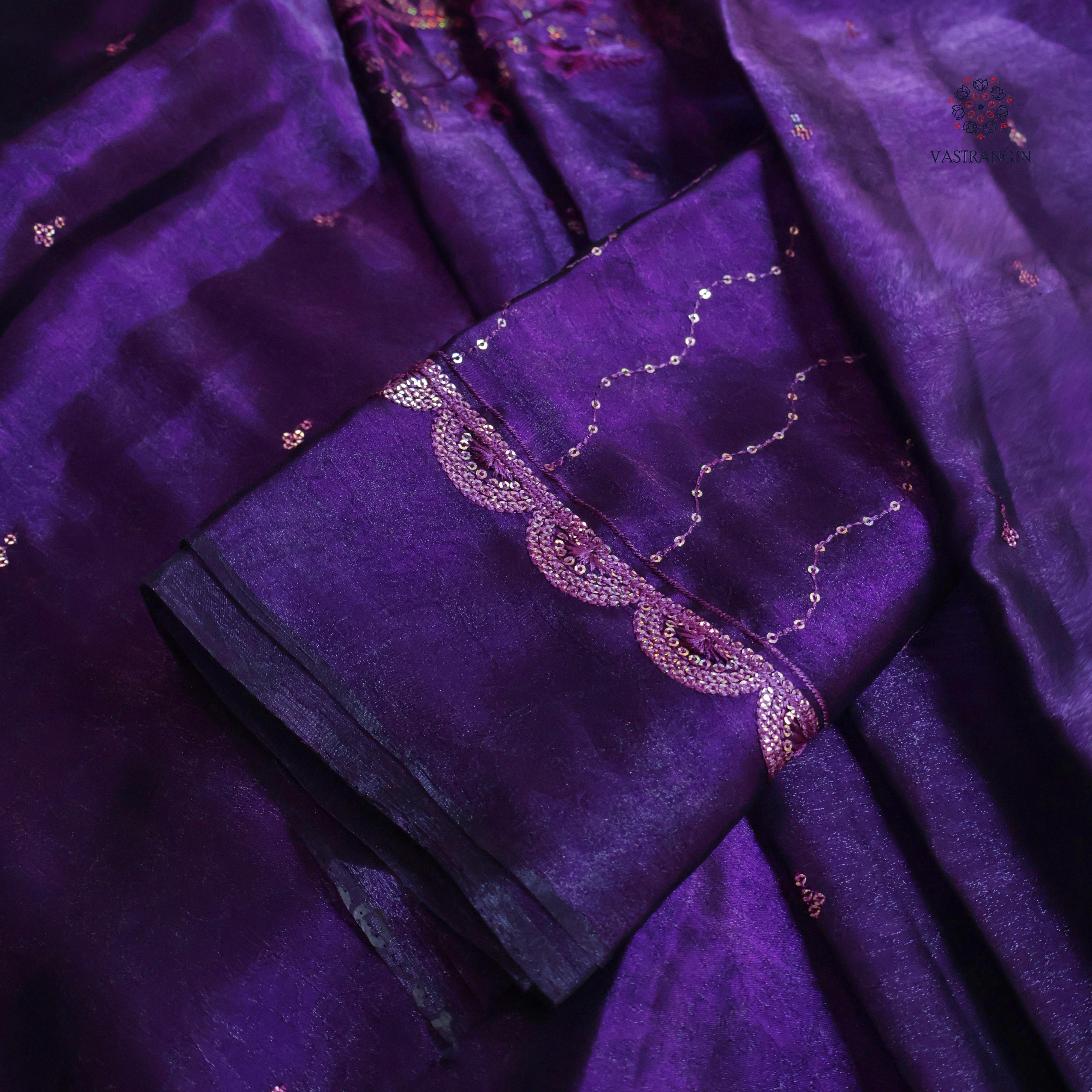 Partywear Crush Silk Sequence n Cut Work Fancy Designer Saree With Blouse Piece