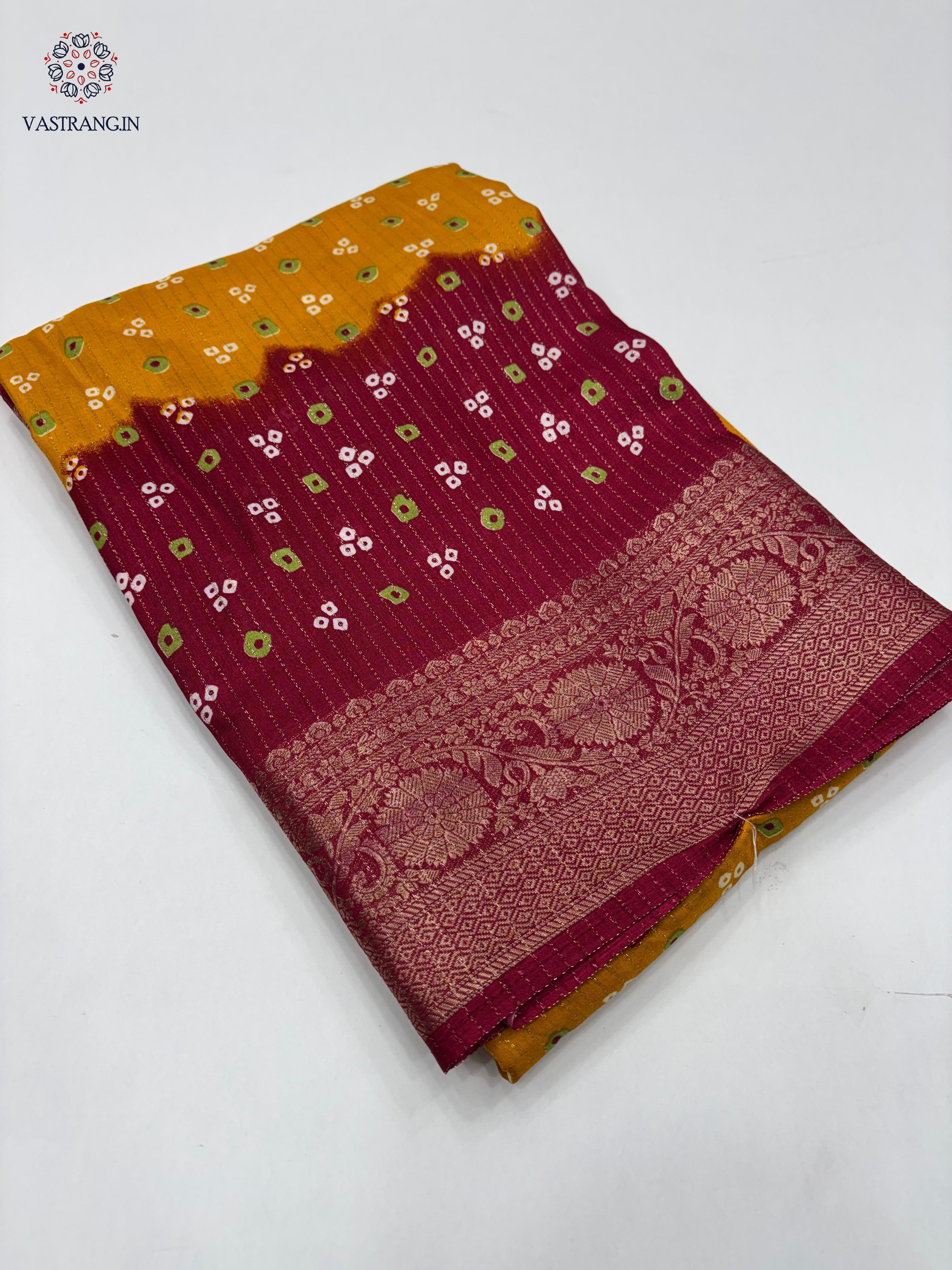 New Wedding Wear Yellow n Maroon Color Dola Silk Jacquard Zari n Print Work Fancy Designer Saree With Blouse