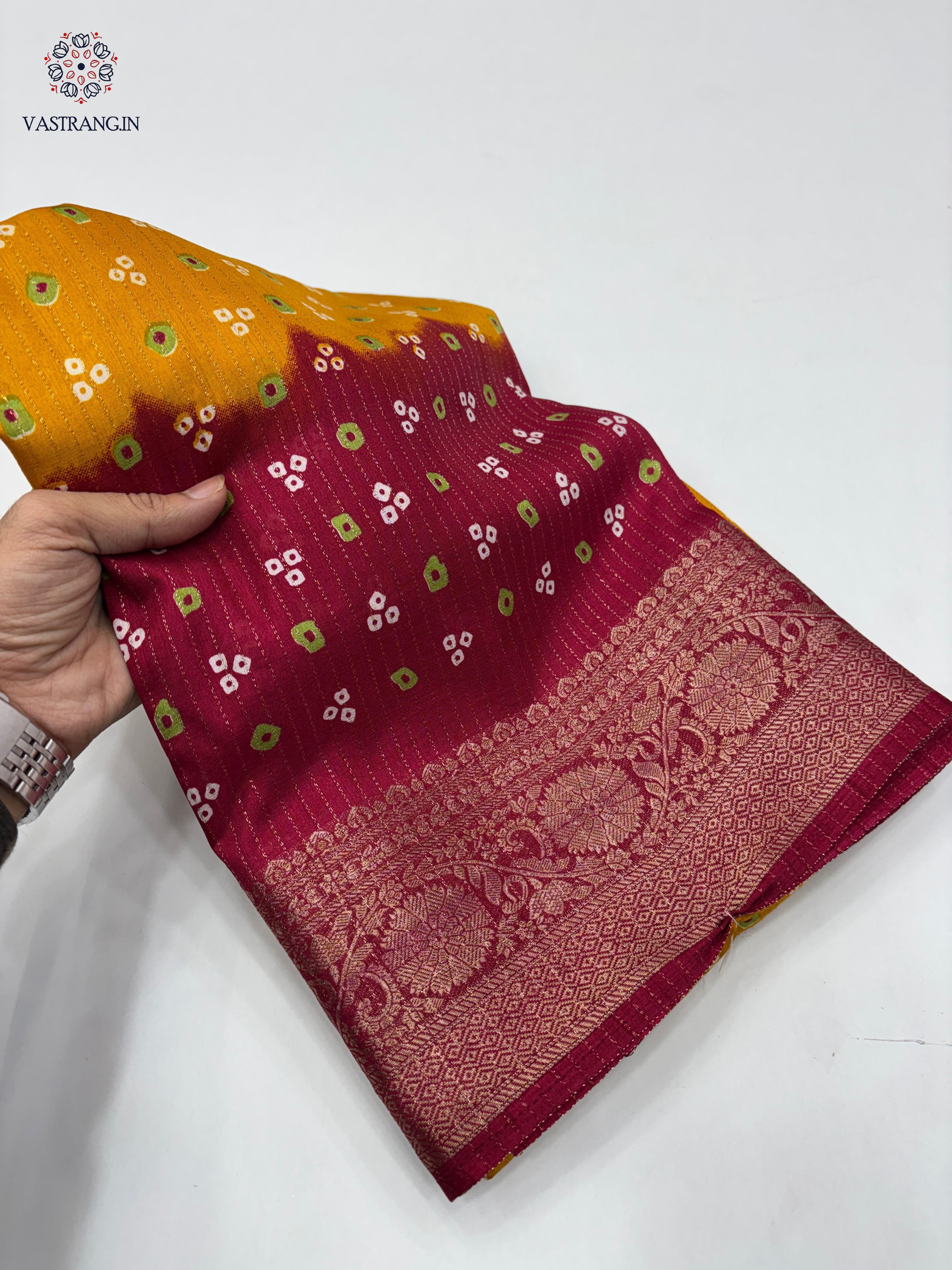 New Wedding Wear Yellow n Maroon Color Dola Silk Jacquard Zari n Print Work Fancy Designer Saree With Blouse