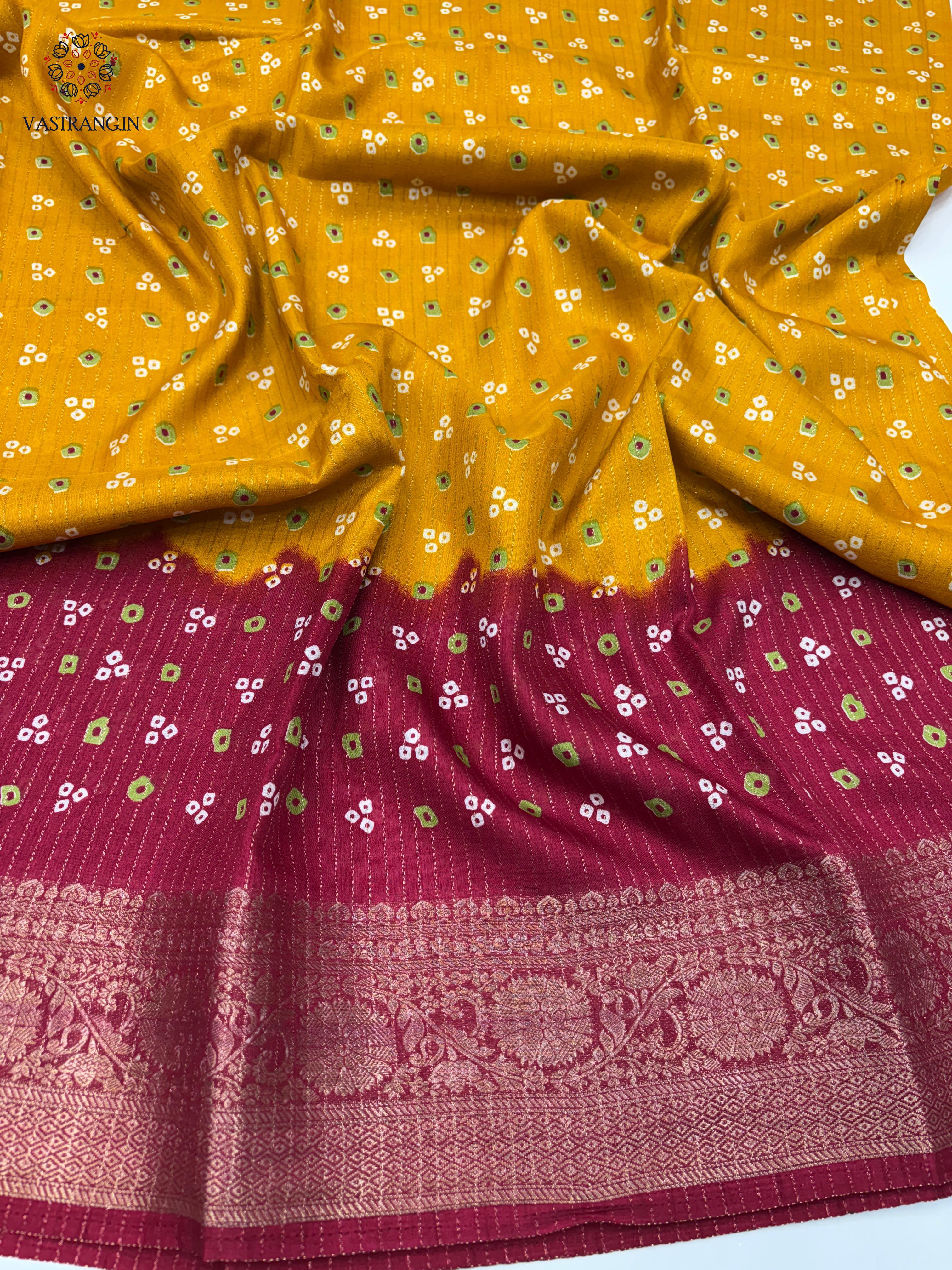 New Wedding Wear Yellow n Maroon Color Dola Silk Jacquard Zari n Print Work Fancy Designer Saree With Blouse