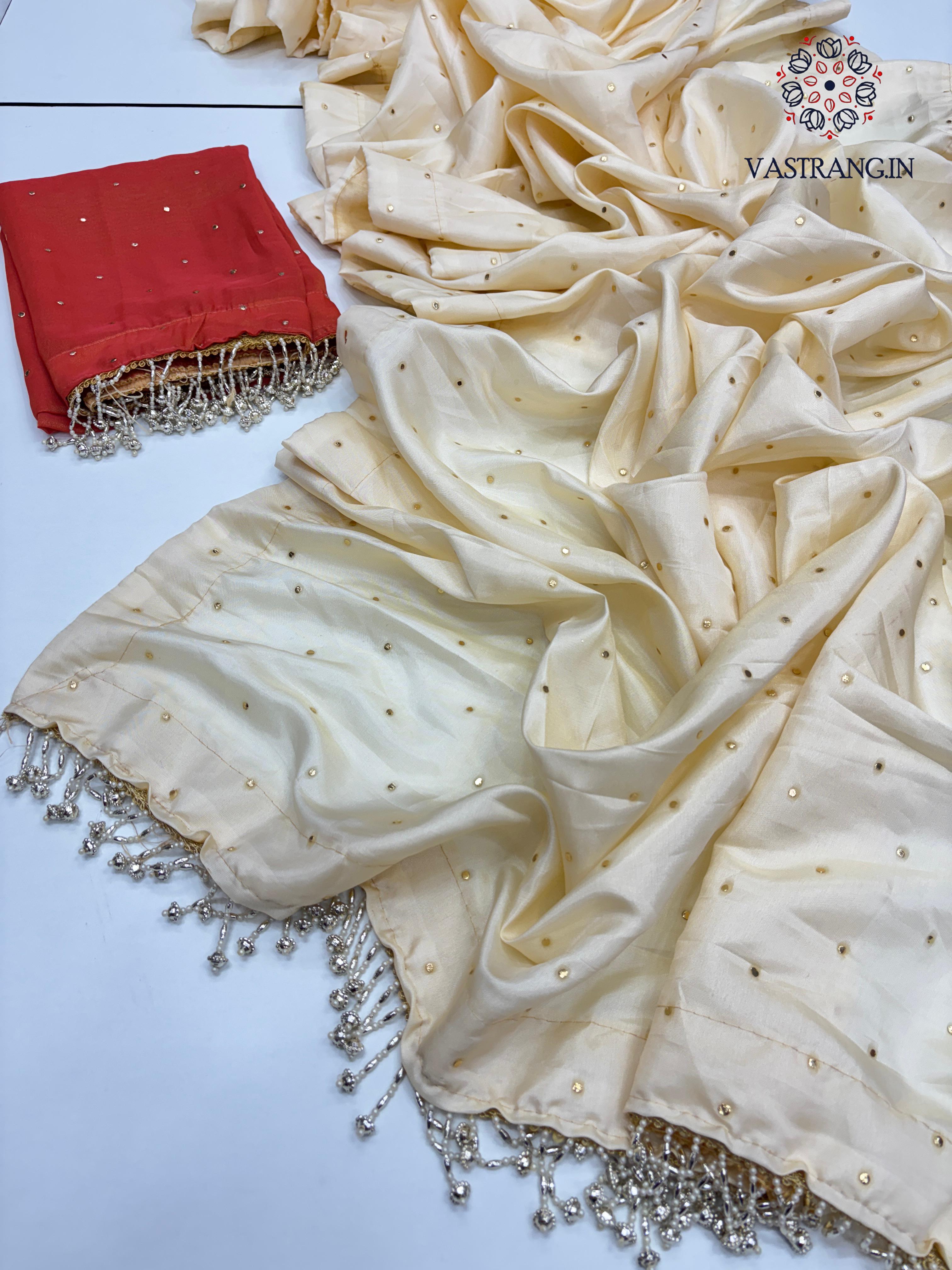Bollywood Style Golden Colour Tissue Silk Mukesh Work With Heavy Fancy Lace Designer Saree