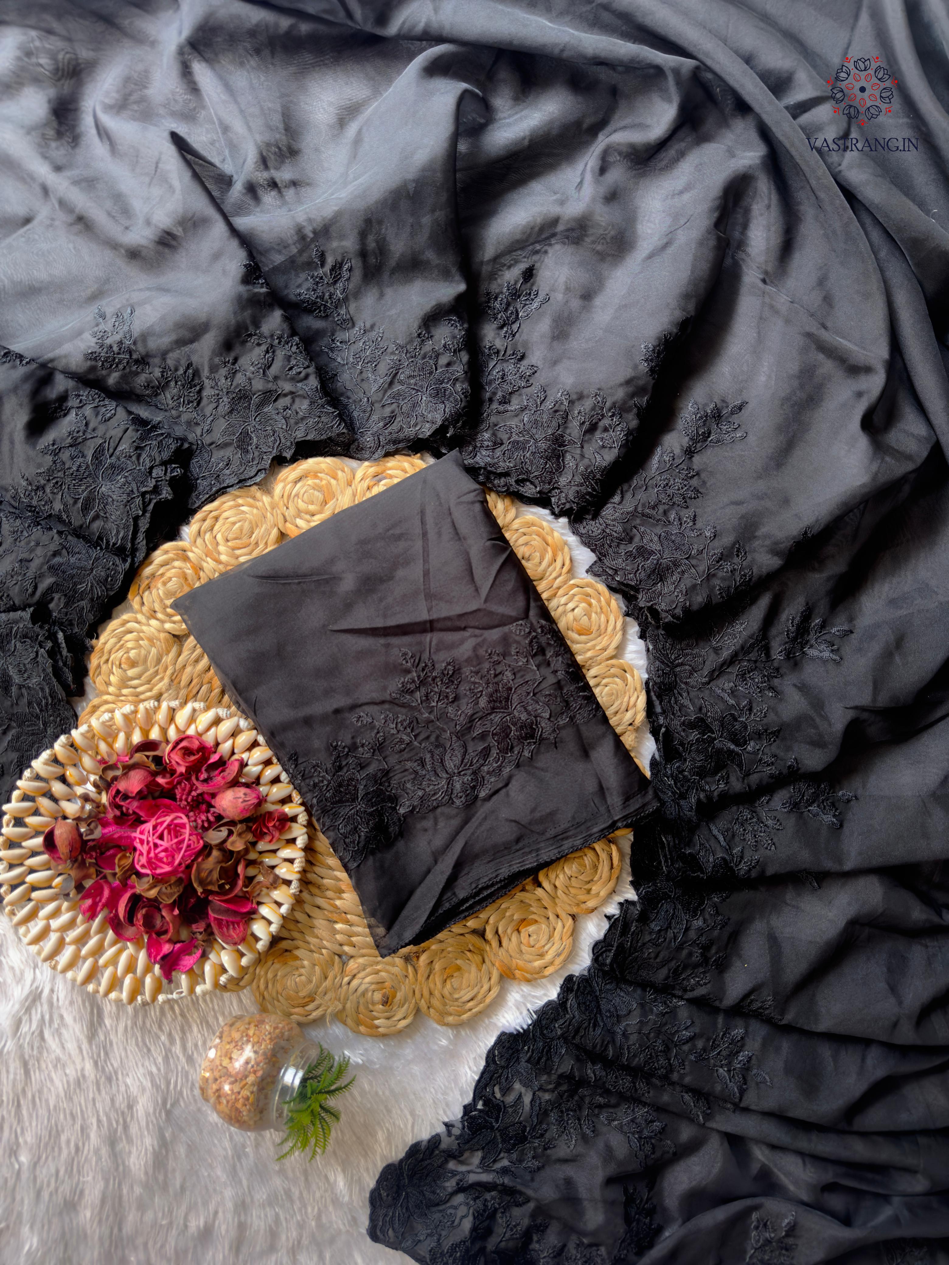 Partywear Soft Organza Silk Scalp Embroidery Work Fancy Designer Saree With Blouse