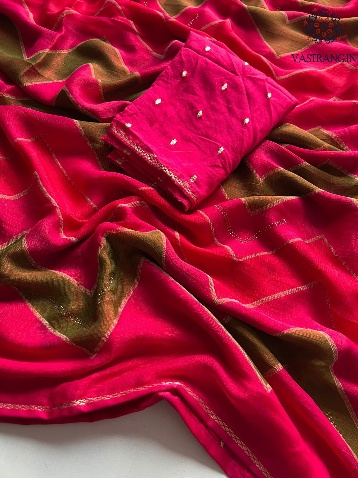 Red Color Fancy Chiffon Georgette Print n Stone Work Festive Wear Designer Saree With Blouse