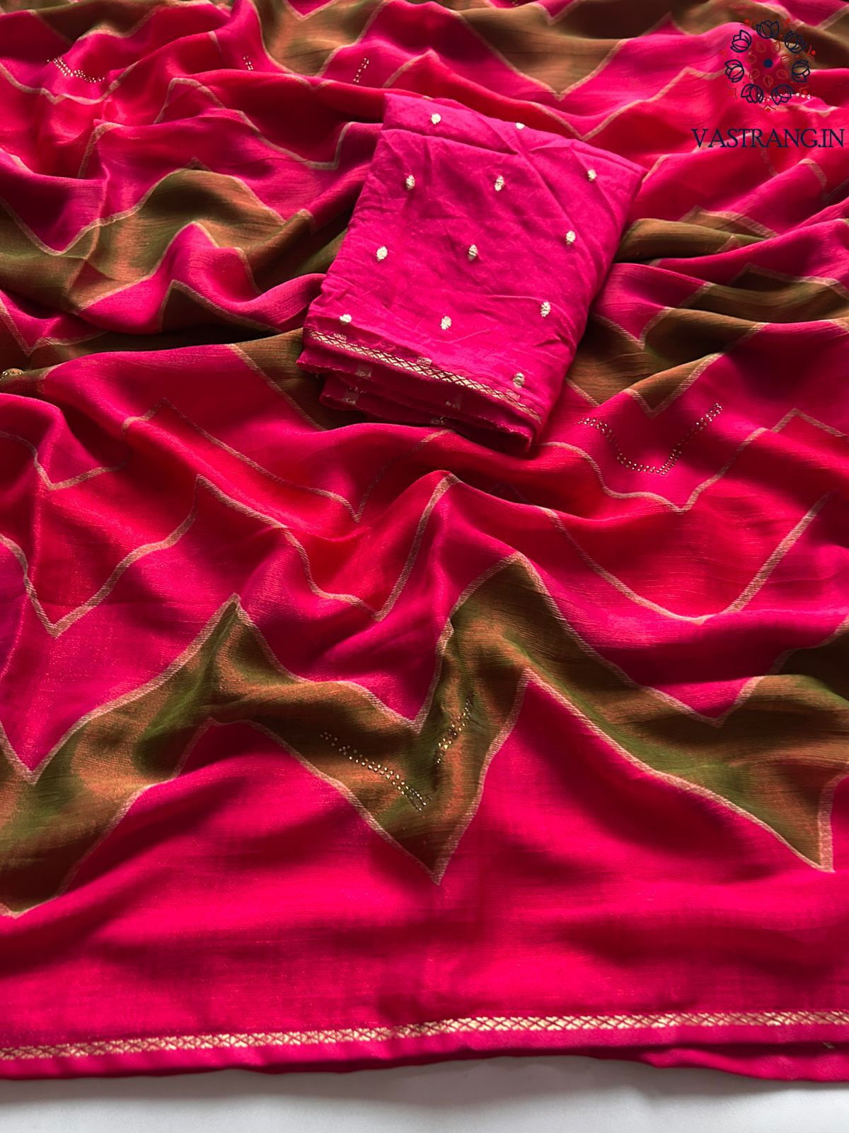 Red Color Fancy Chiffon Georgette Print n Stone Work Festive Wear Designer Saree With Blouse