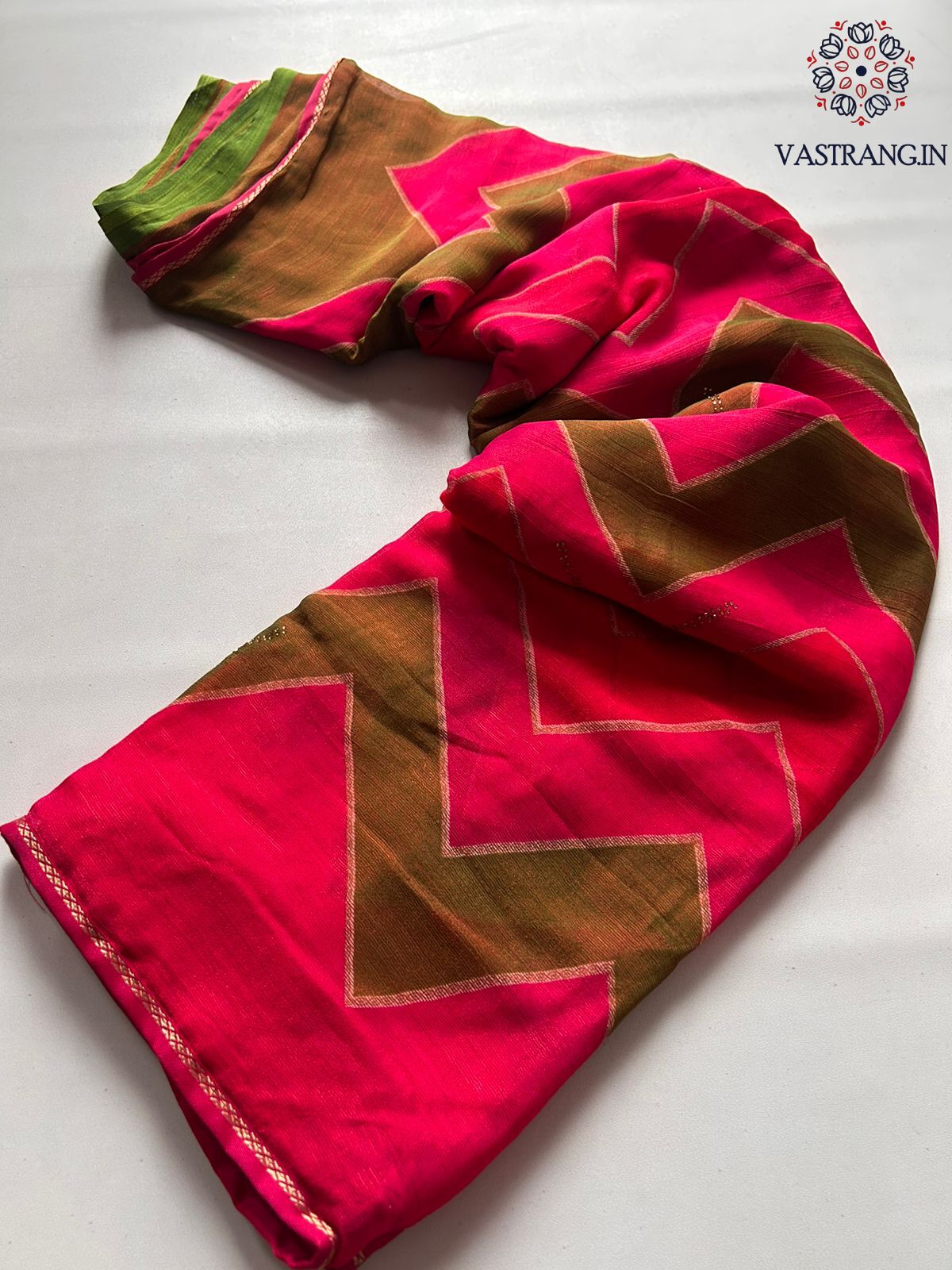 Red Color Fancy Chiffon Georgette Print n Stone Work Festive Wear Designer Saree With Blouse