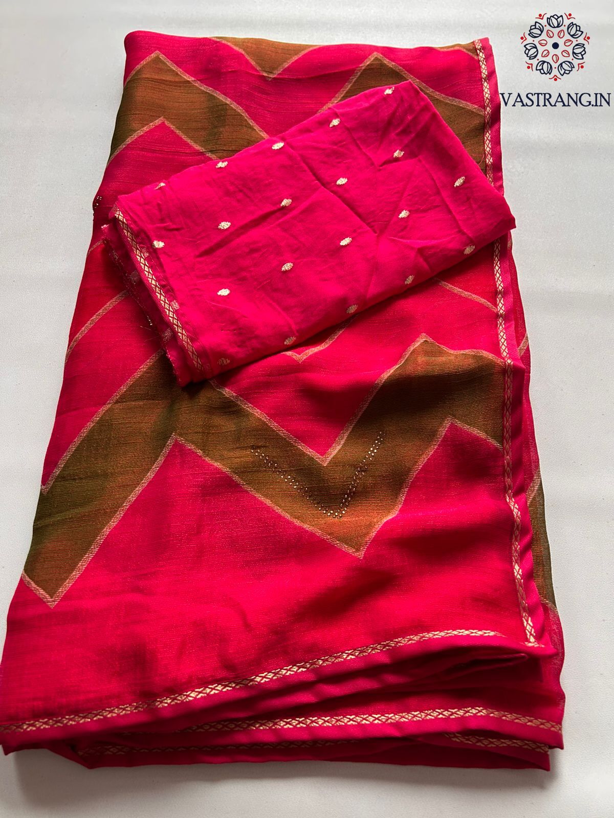 Red Color Fancy Chiffon Georgette Print n Stone Work Festive Wear Designer Saree With Blouse