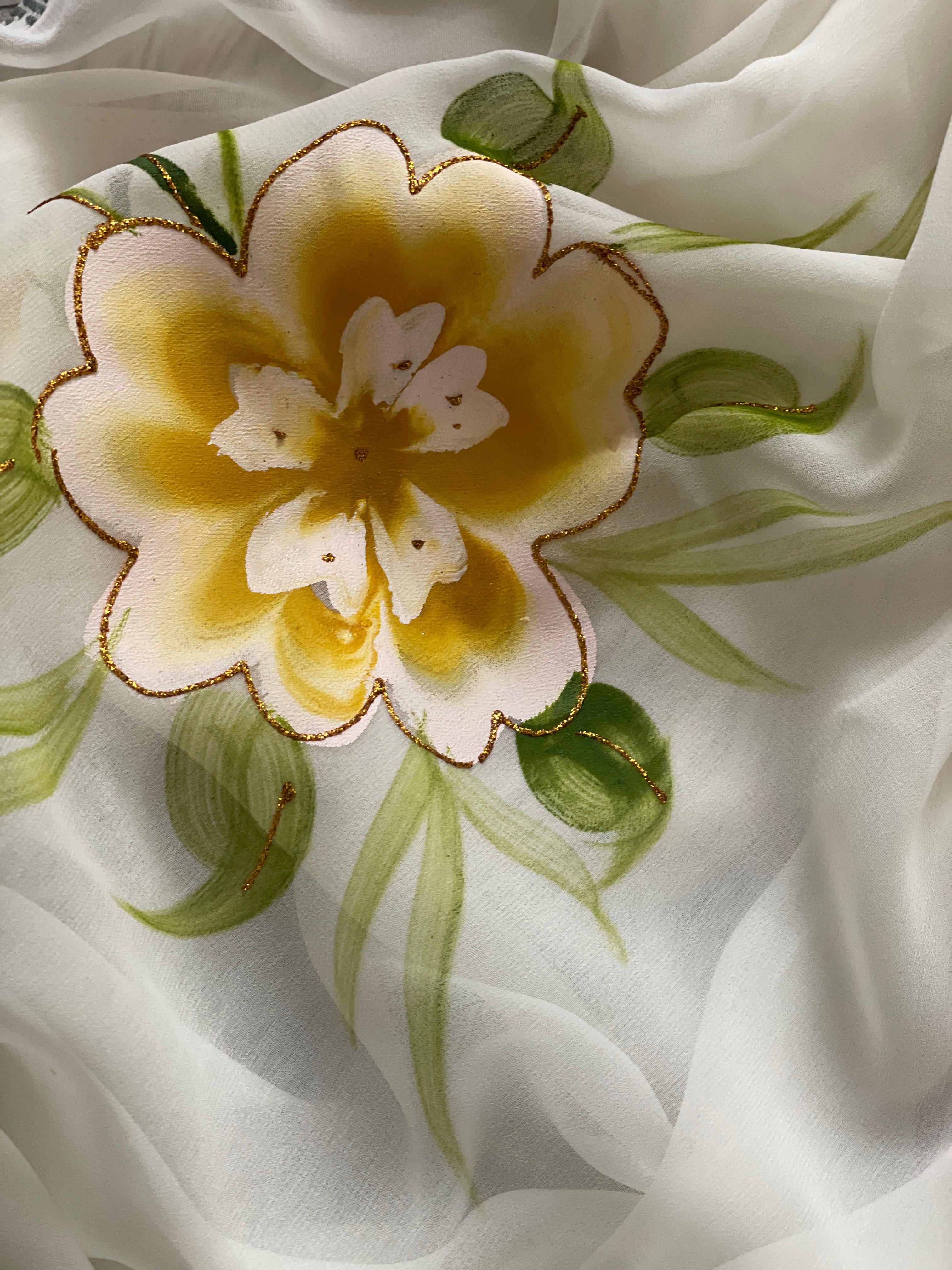 Latest Function Wear White Color Georgette Foil Print n Siroski Cut Work Fancy Designer Saree With Blouse