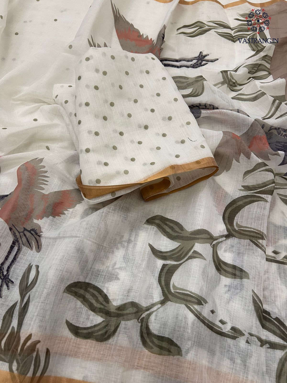 Blossom Party Wear White Colour Soft Cotton Print Fancy Designer Saree