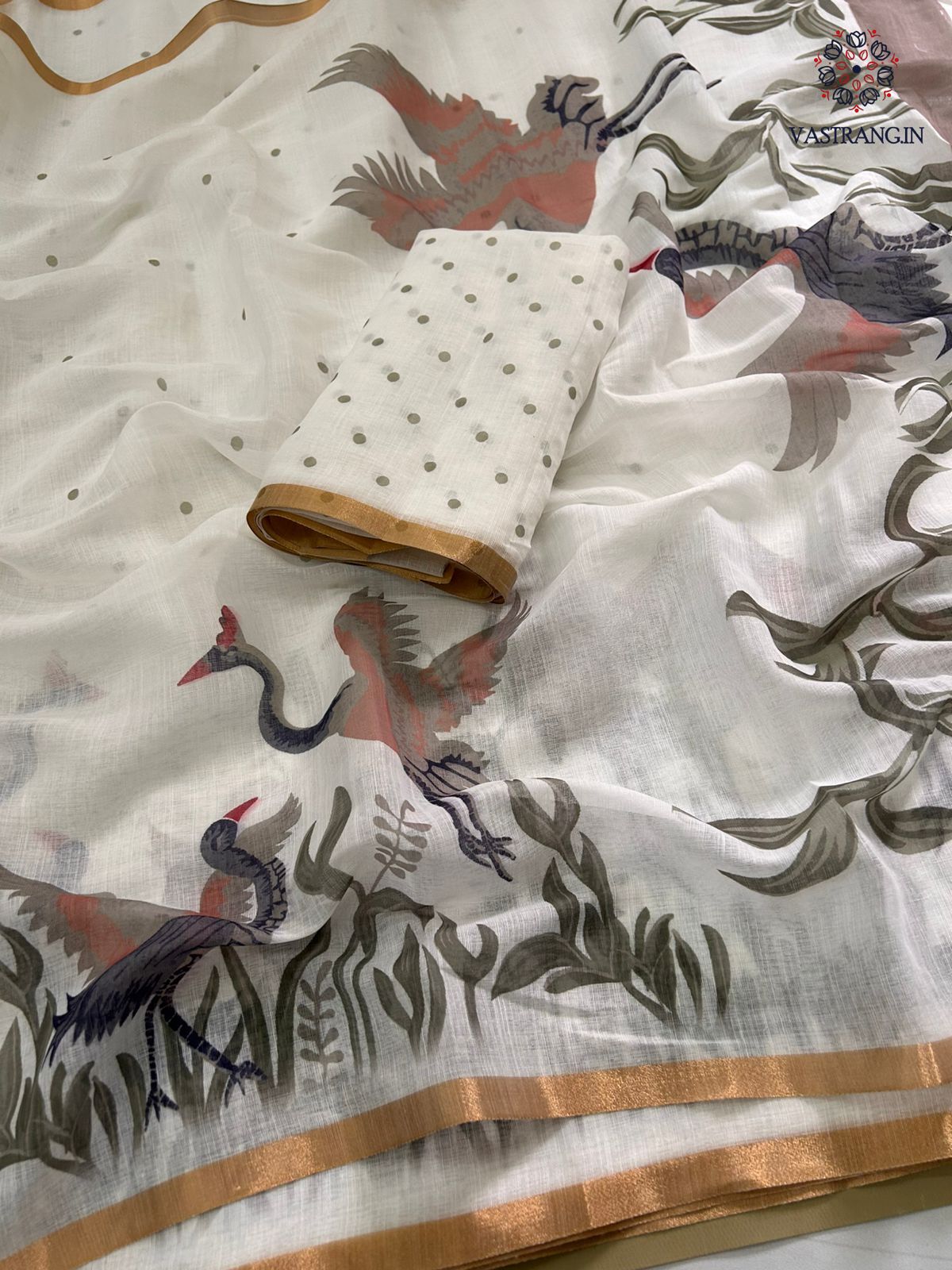 Blossom Party Wear White Colour Soft Cotton Print Fancy Designer Saree