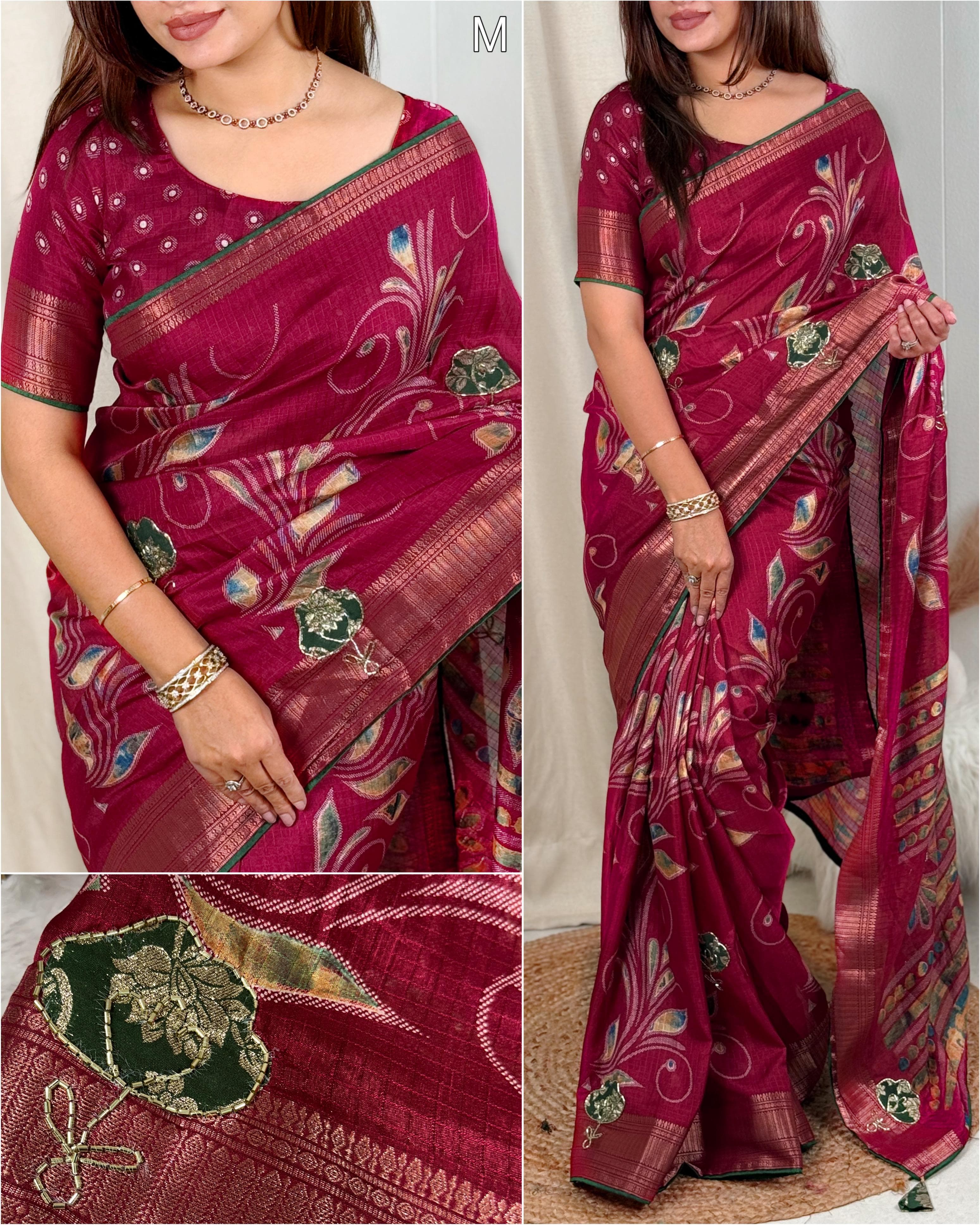 Elegant New Festive Wear Soft Cotton Designer Tussles Print n Weaving Work Saree For Women