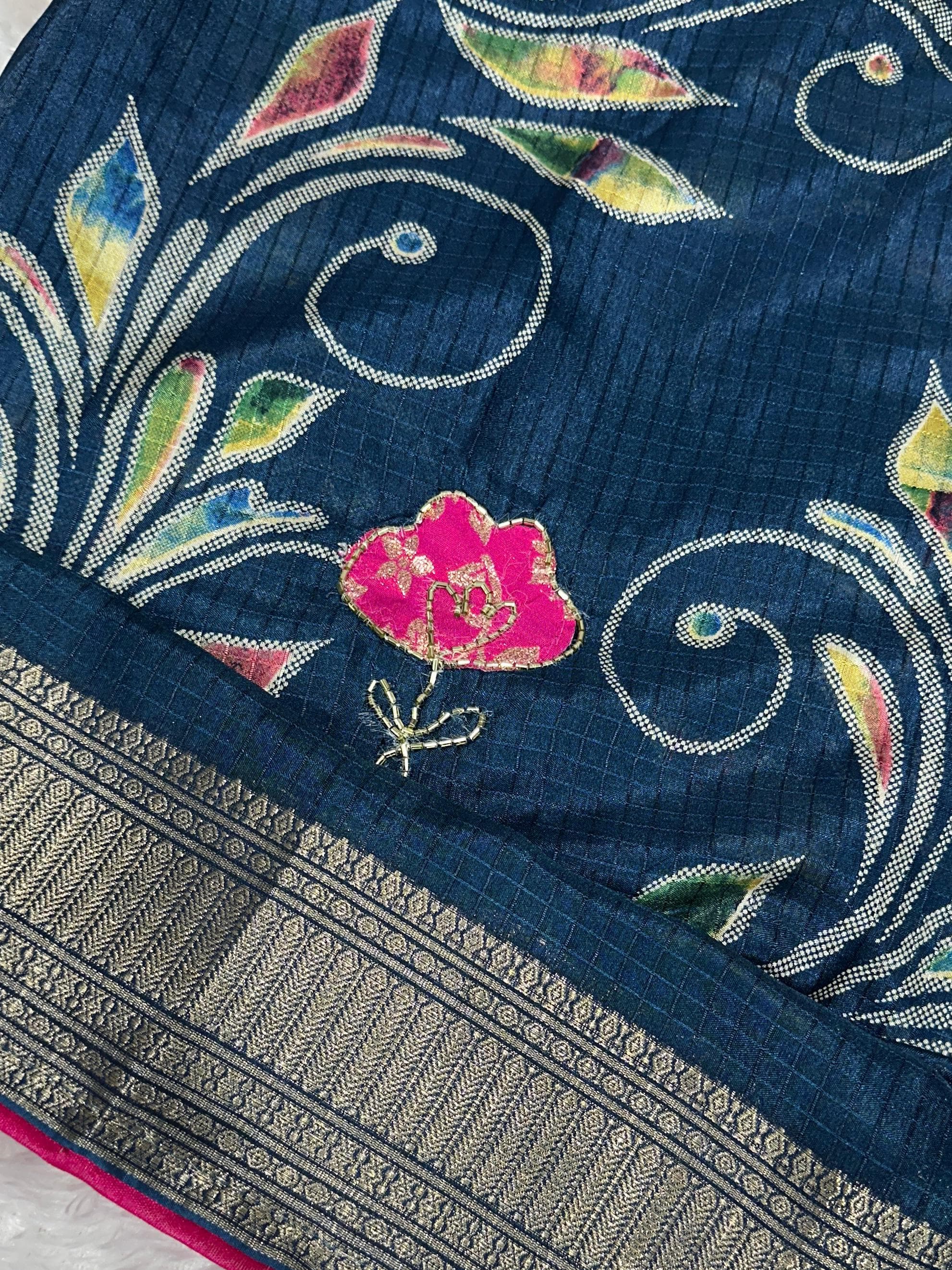 Elegant New Festive Wear Soft Cotton Designer Tussles Print n Weaving Work Saree For Women