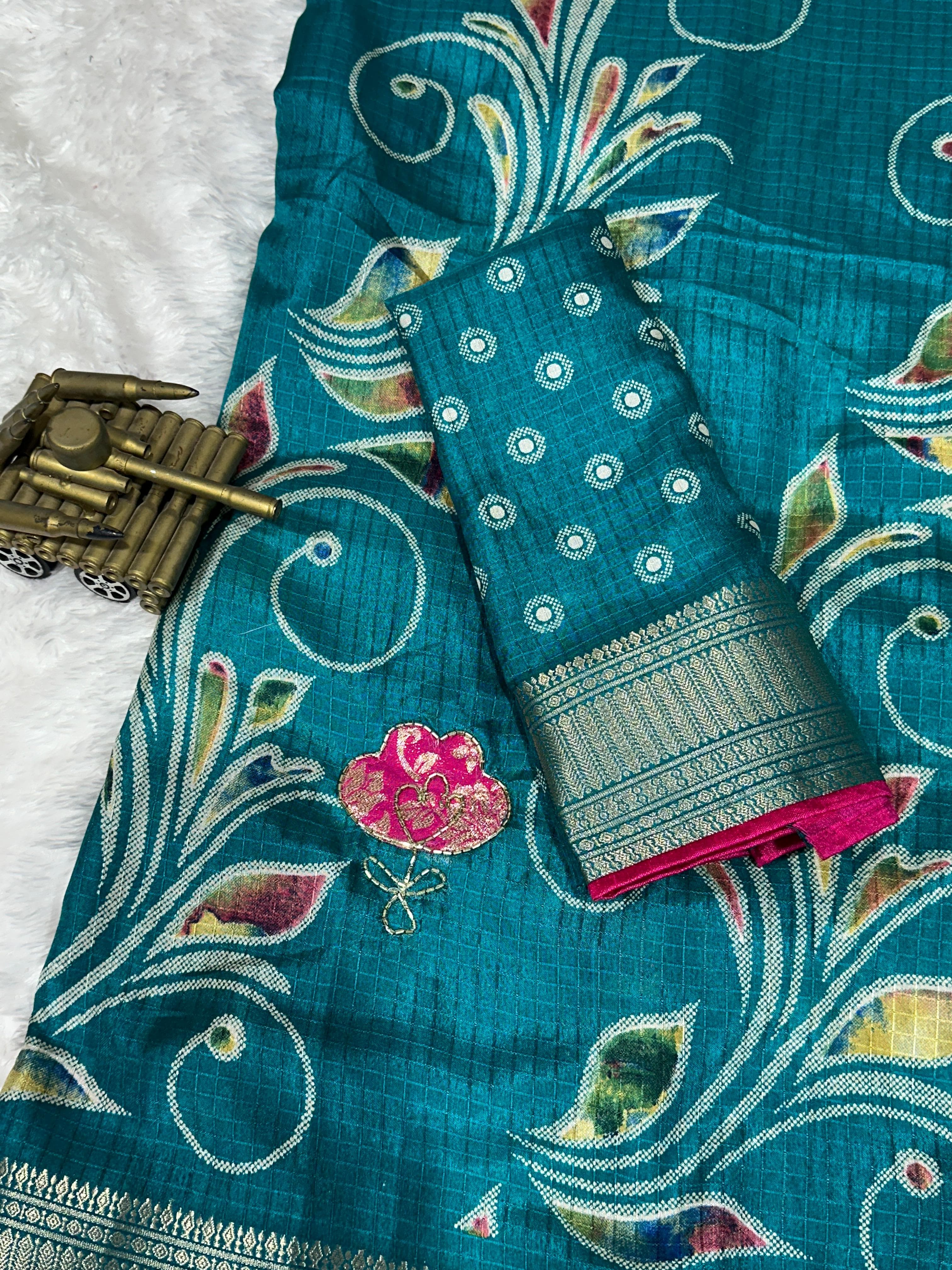 Elegant New Festive Wear Soft Cotton Designer Tussles Print n Weaving Work Saree For Women