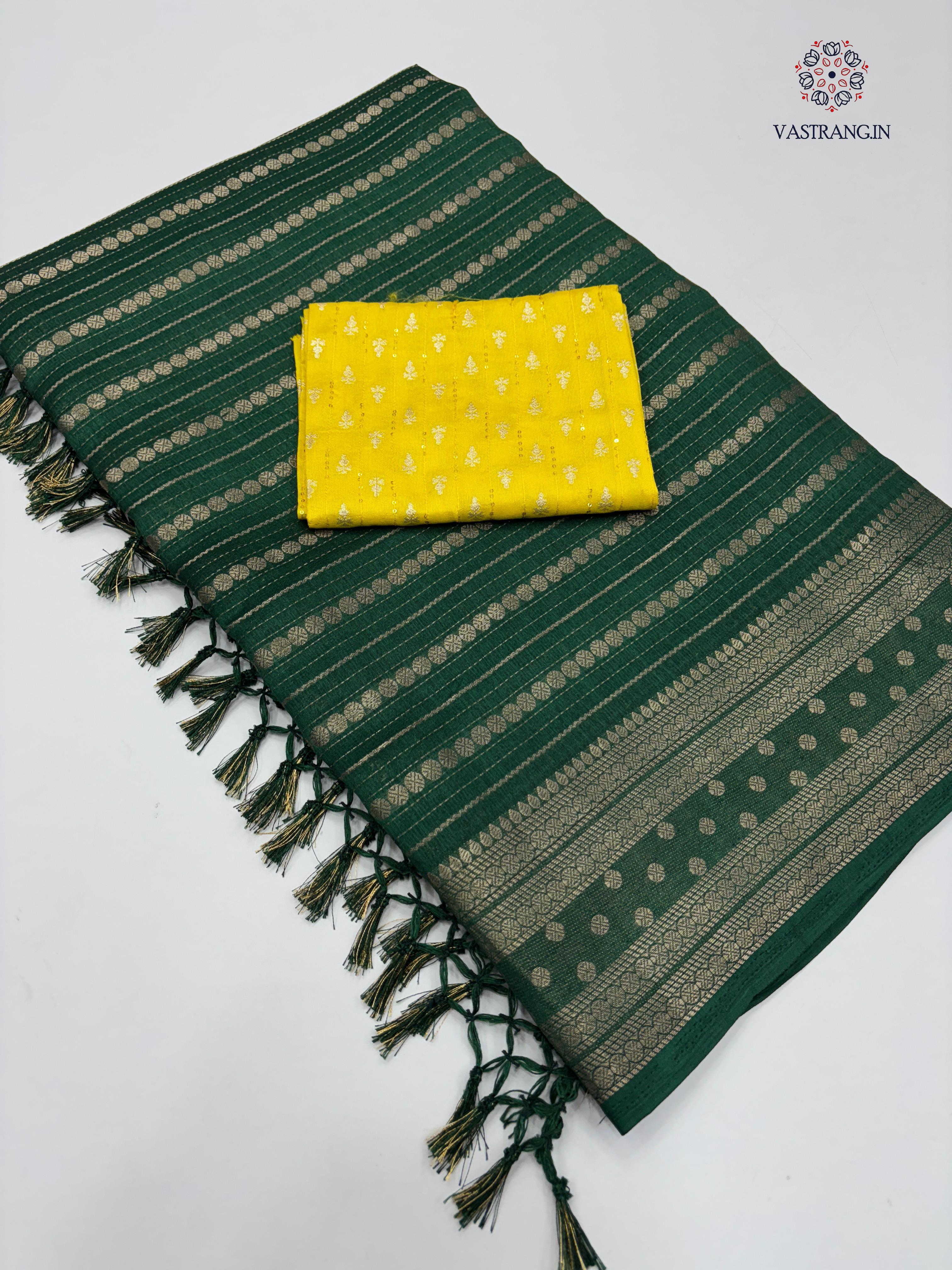 Gorgeous Party Wear Pure Dola Silk Jari Butti With Jacquard Border Designer Blouse Saree For Women