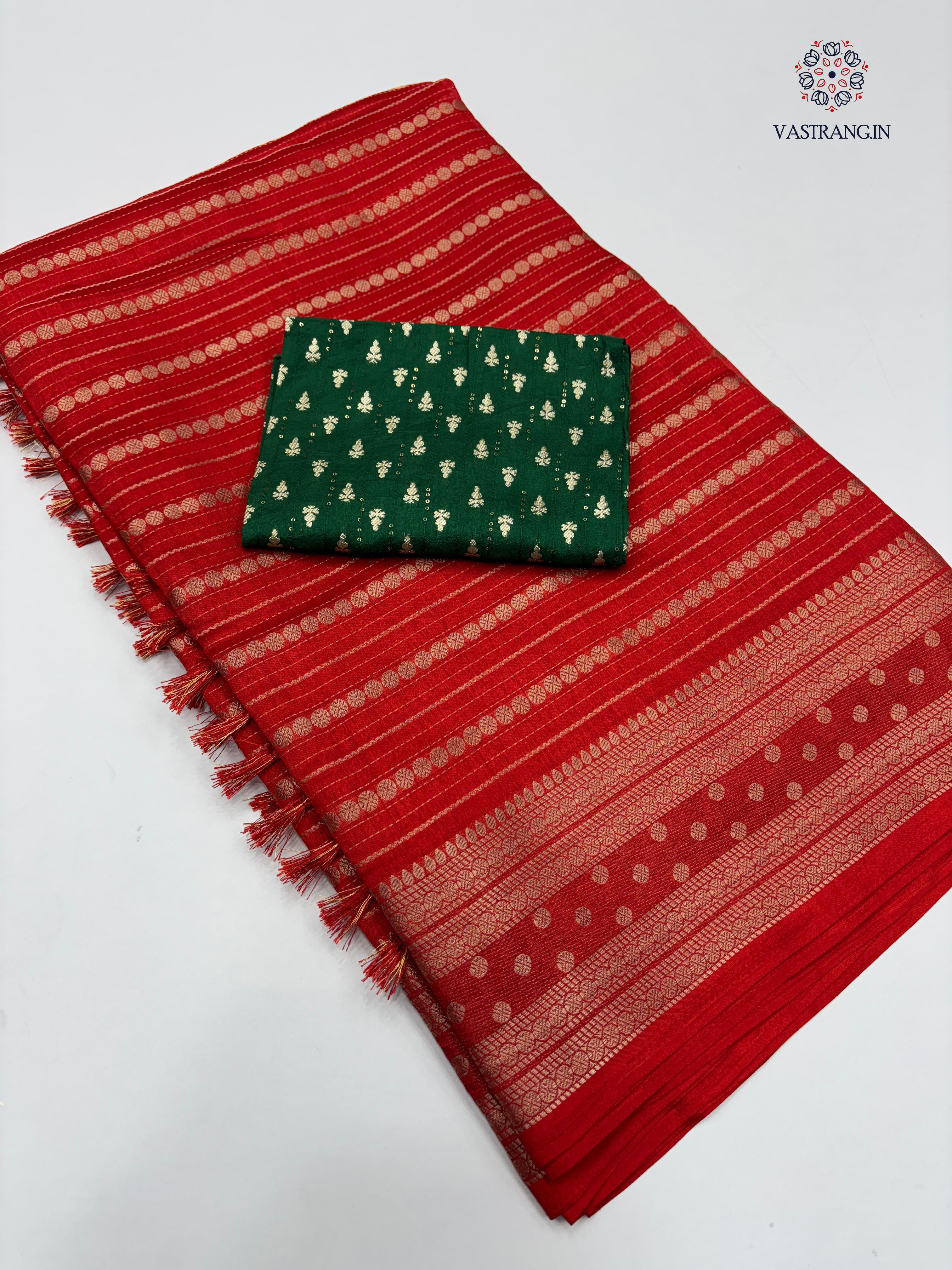 Gorgeous Party Wear Pure Dola Silk Jari Butti With Jacquard Border Designer Blouse Saree For Women