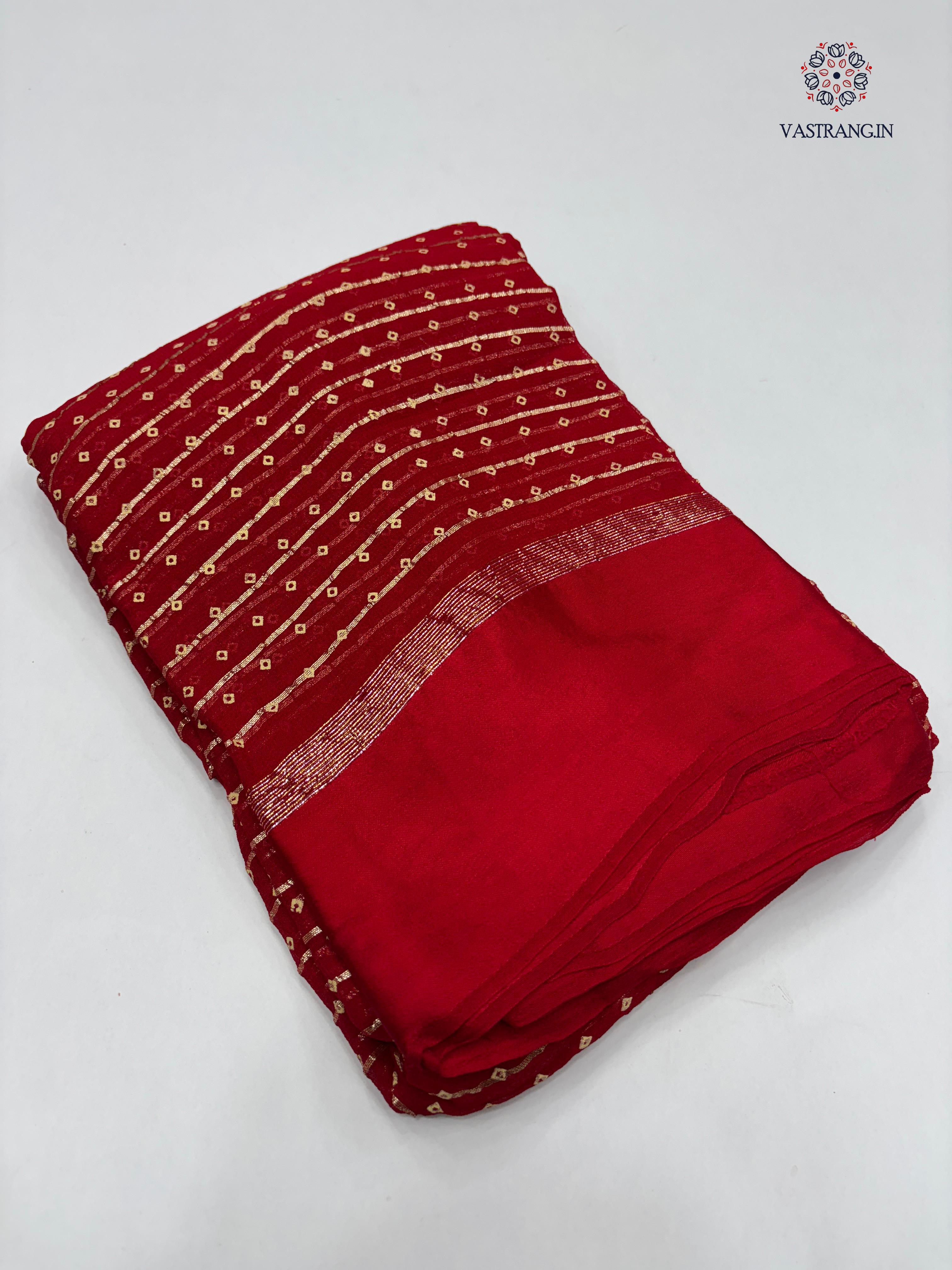 Elegant Party Wear Pure Viscose Georgette Weaving Jacquard Bandhani Print With Satin Border Fancy Desginer Saree For Ceremonial Occasion