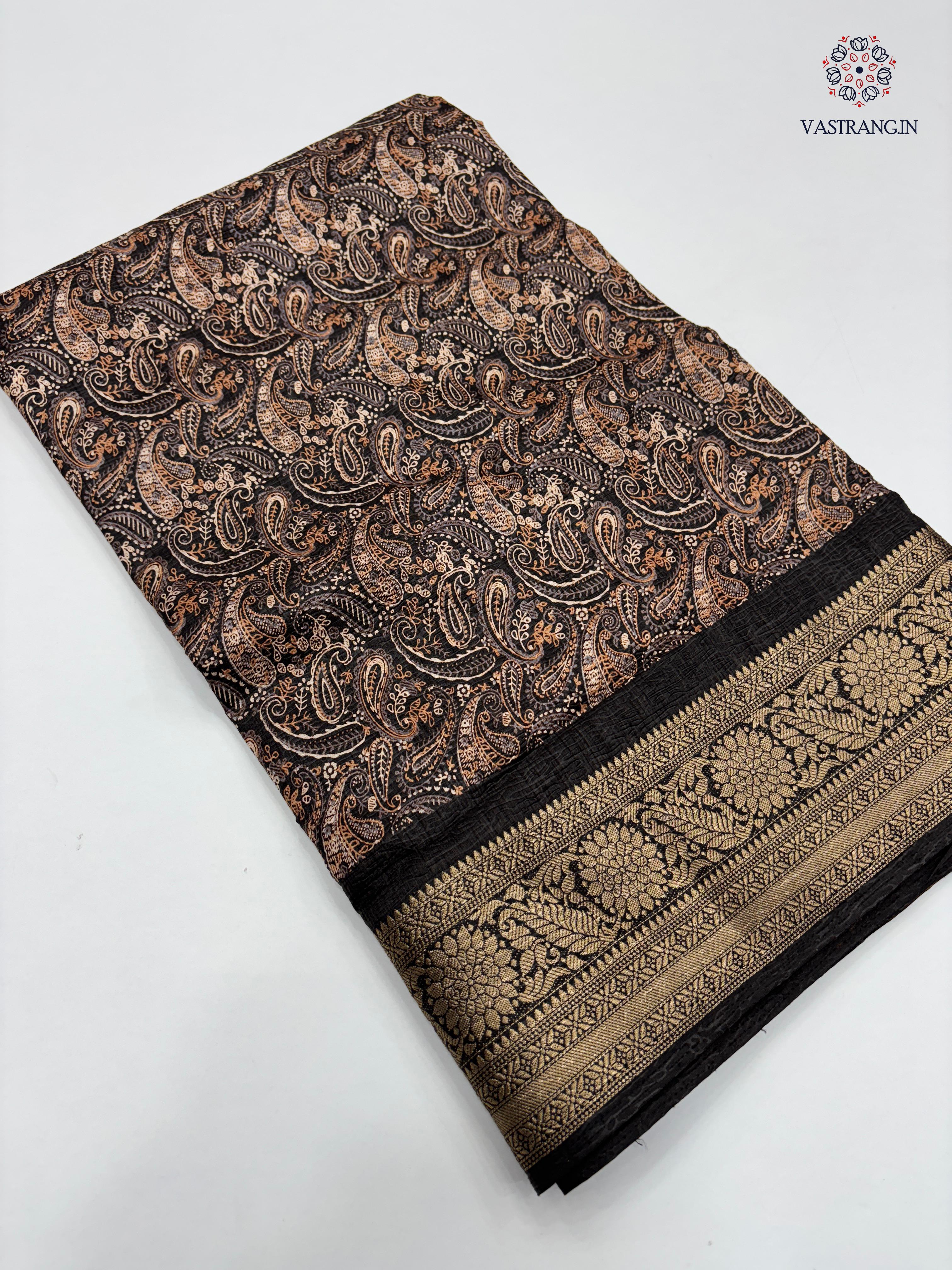 Gorgeous Pure Dola Crush Silk Print With Designer Jacquard Work Fancy Designer Festive Wear Saree