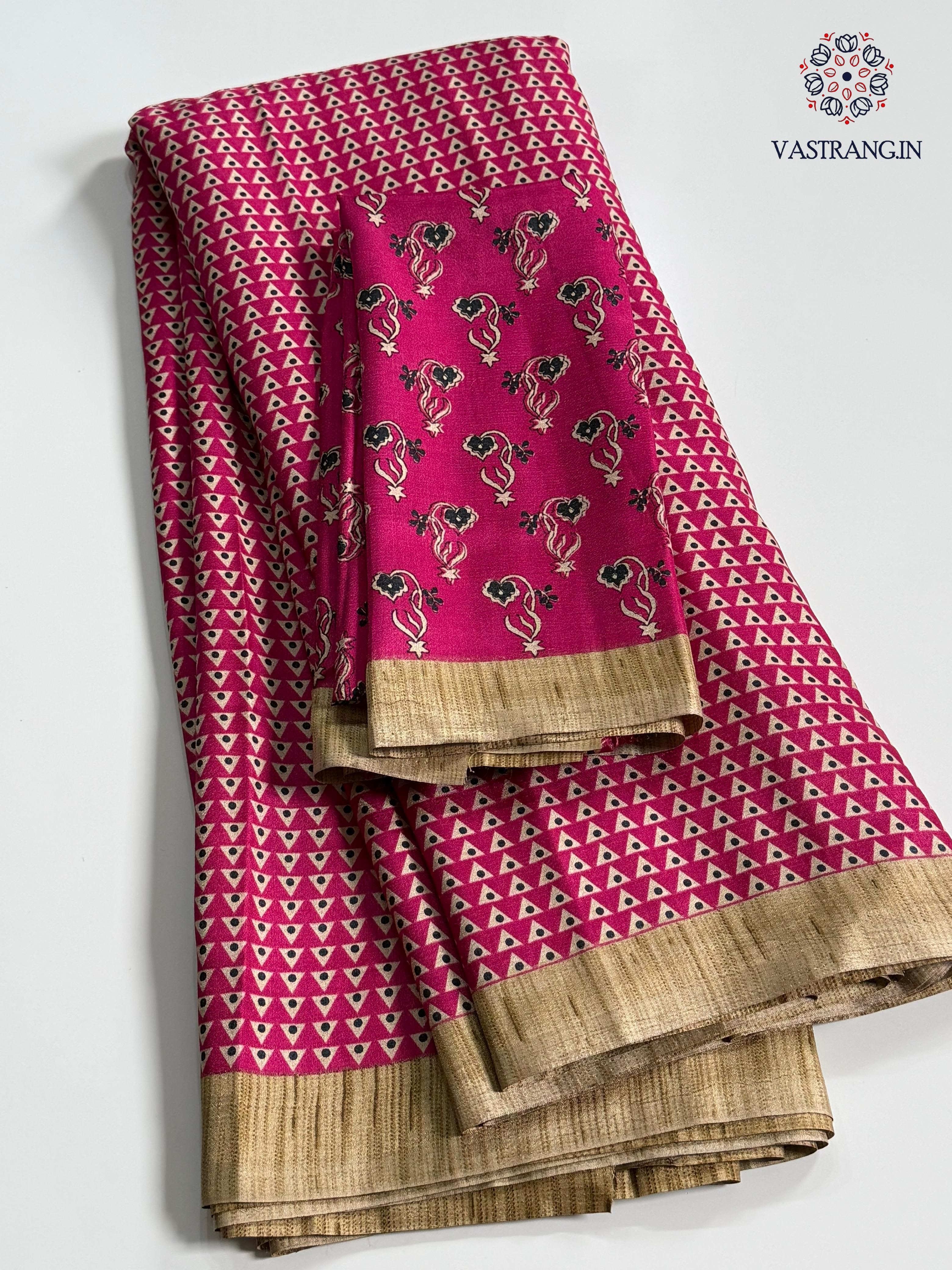 Charming Party Wear Malbhari Silk Printed Work With Golden Broad Border Fancy Designer Saree For Women