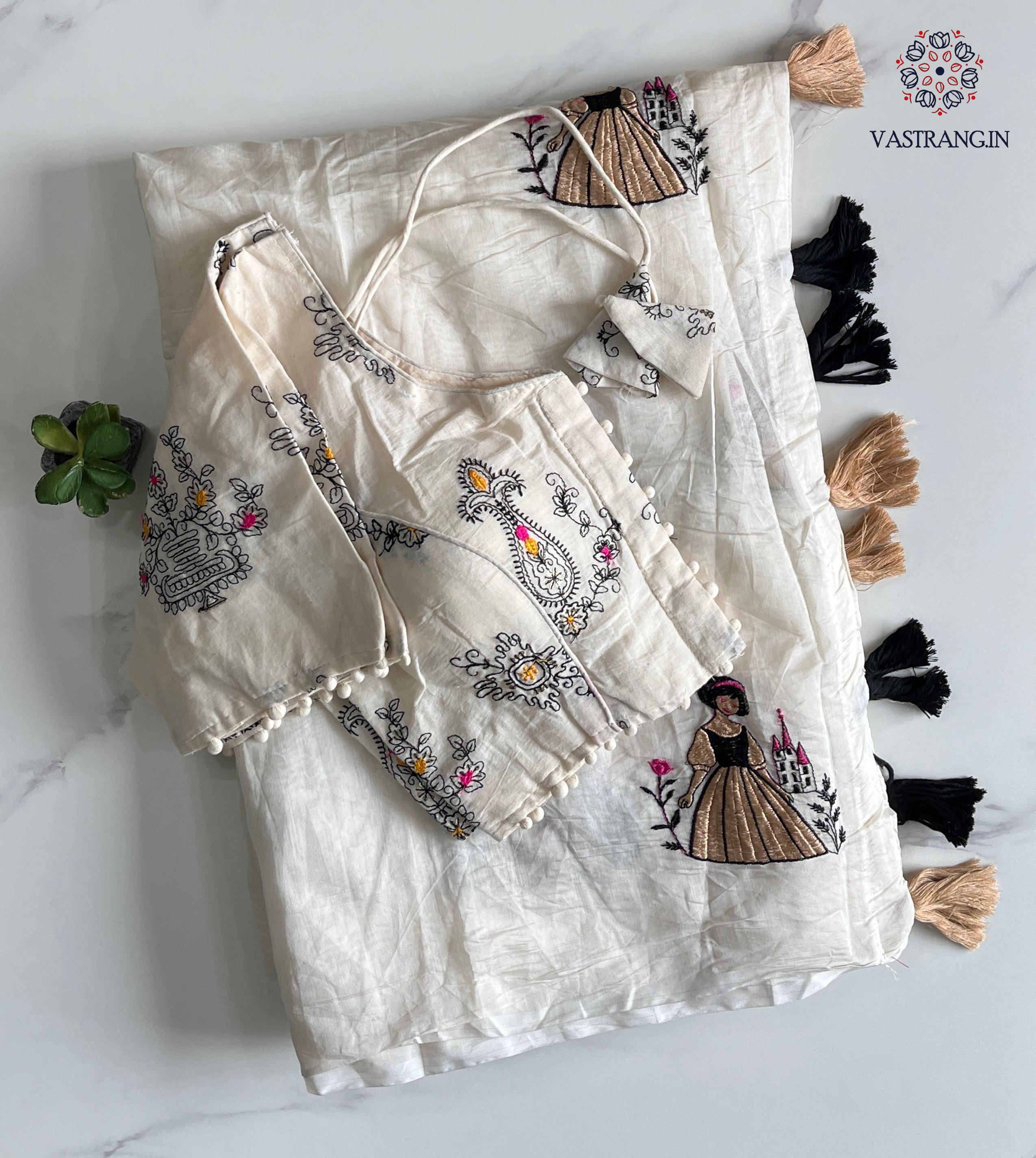 Gorgeous Party Wear Chanderi Cotton Embroidery n Tussels Work Fancy Designer Festive Wear Saree With Stitched Blouse