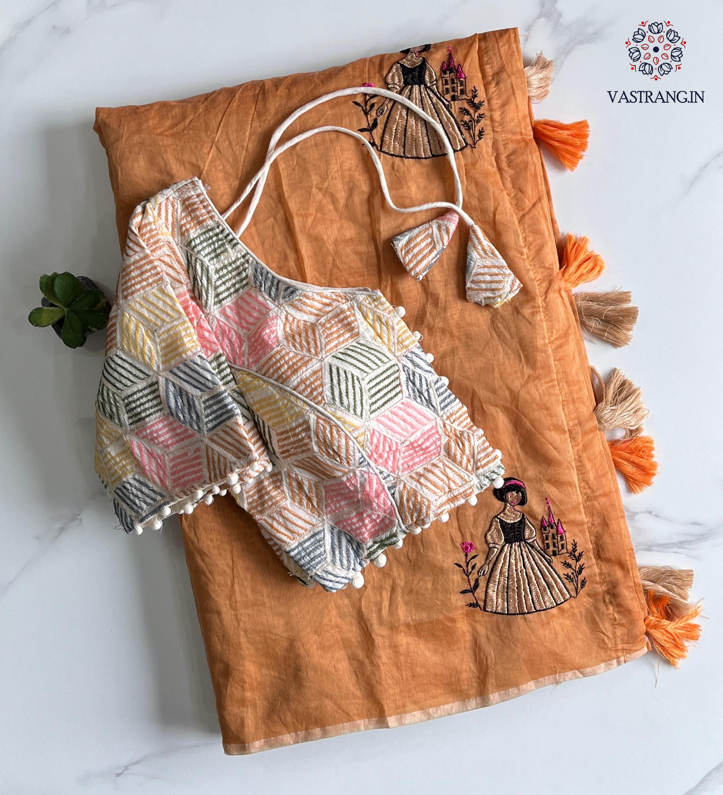 Gorgeous Party Wear Chanderi Cotton Embroidery n Tussels Work Fancy Designer Festive Wear Saree With Stitched Blouse