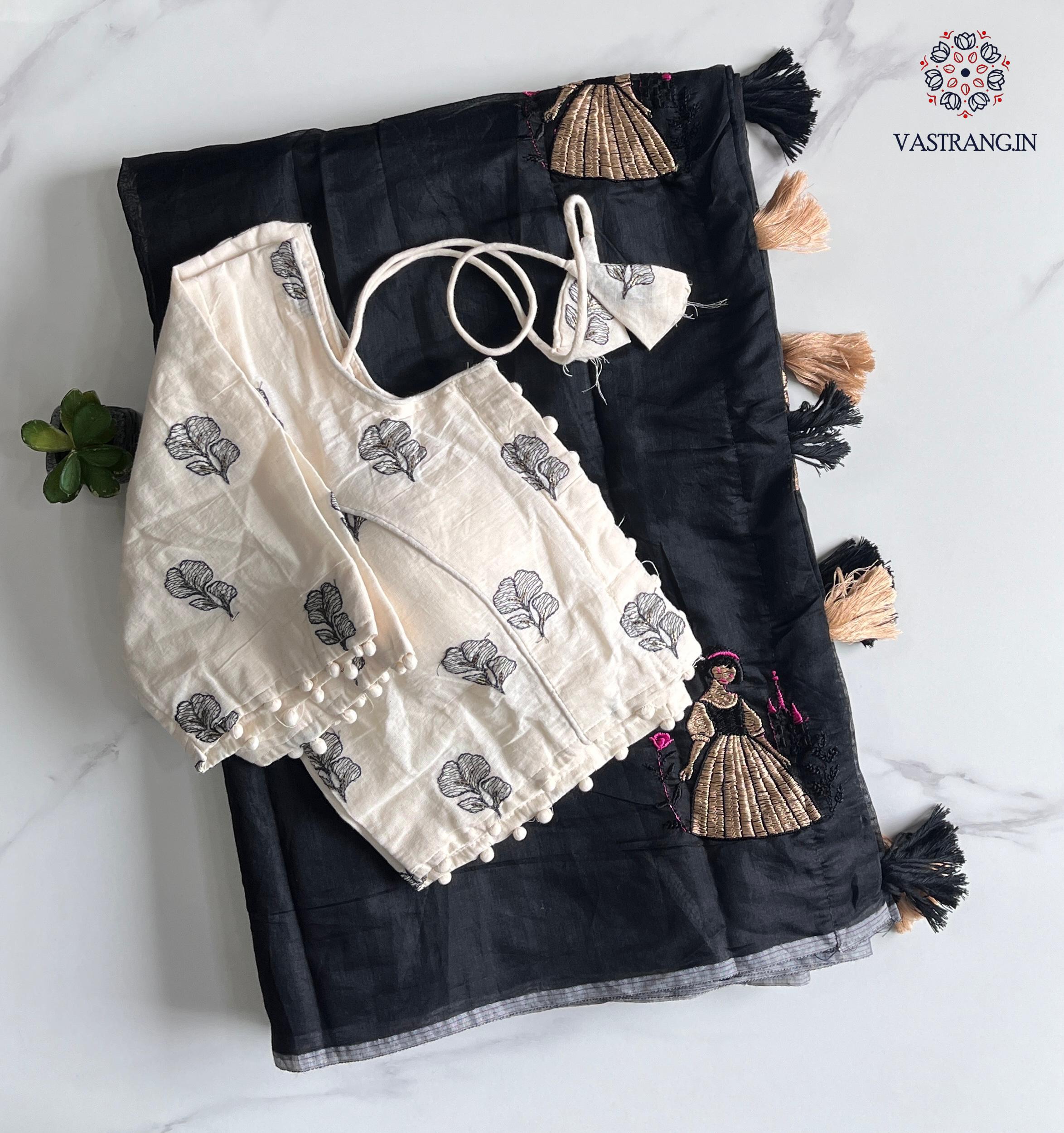 Gorgeous Party Wear Chanderi Cotton Embroidery n Tussels Work Fancy Designer Festive Wear Saree With Stitched Blouse