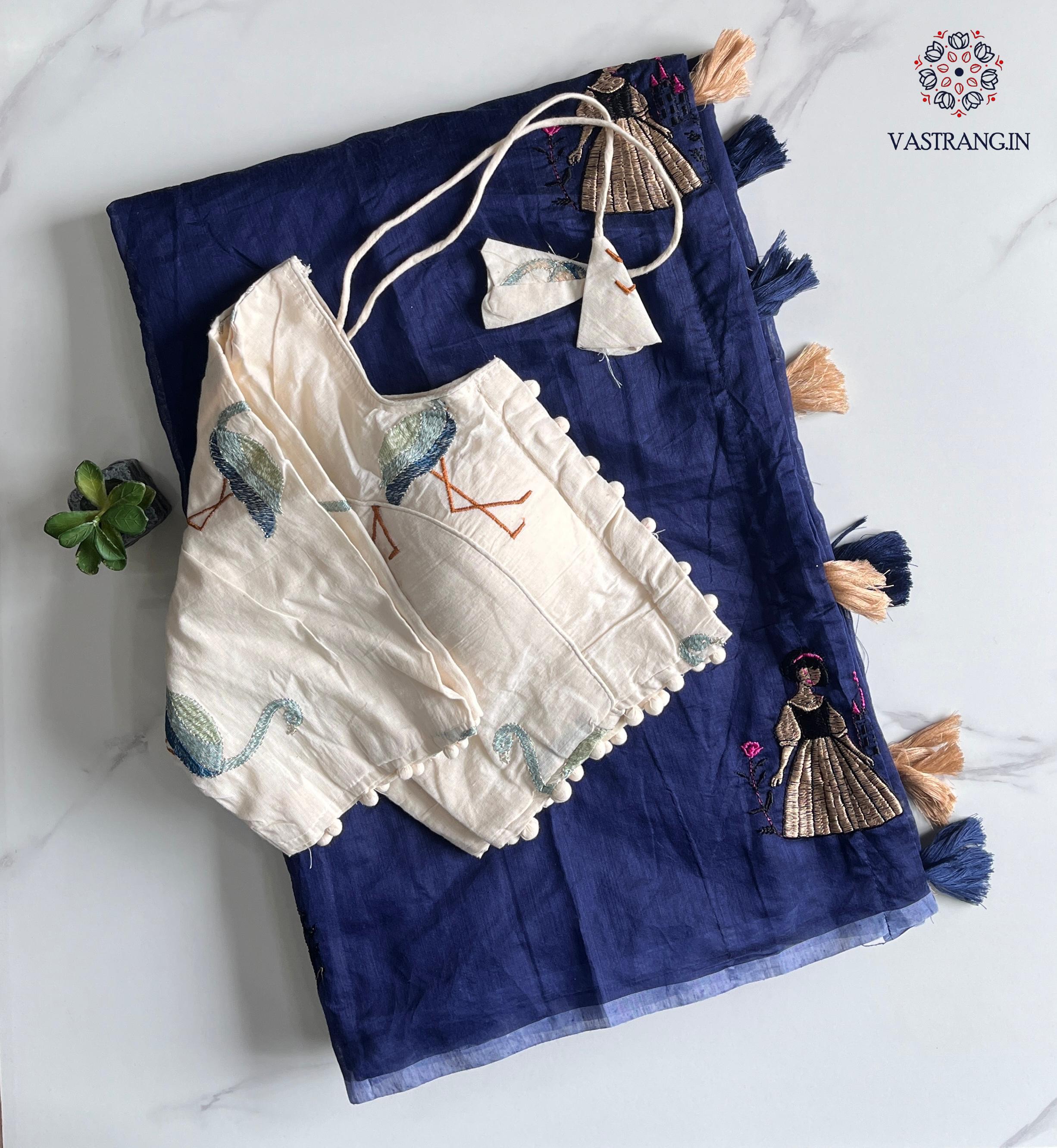 Gorgeous Party Wear Chanderi Cotton Embroidery n Tussels Work Fancy Designer Festive Wear Saree With Stitched Blouse