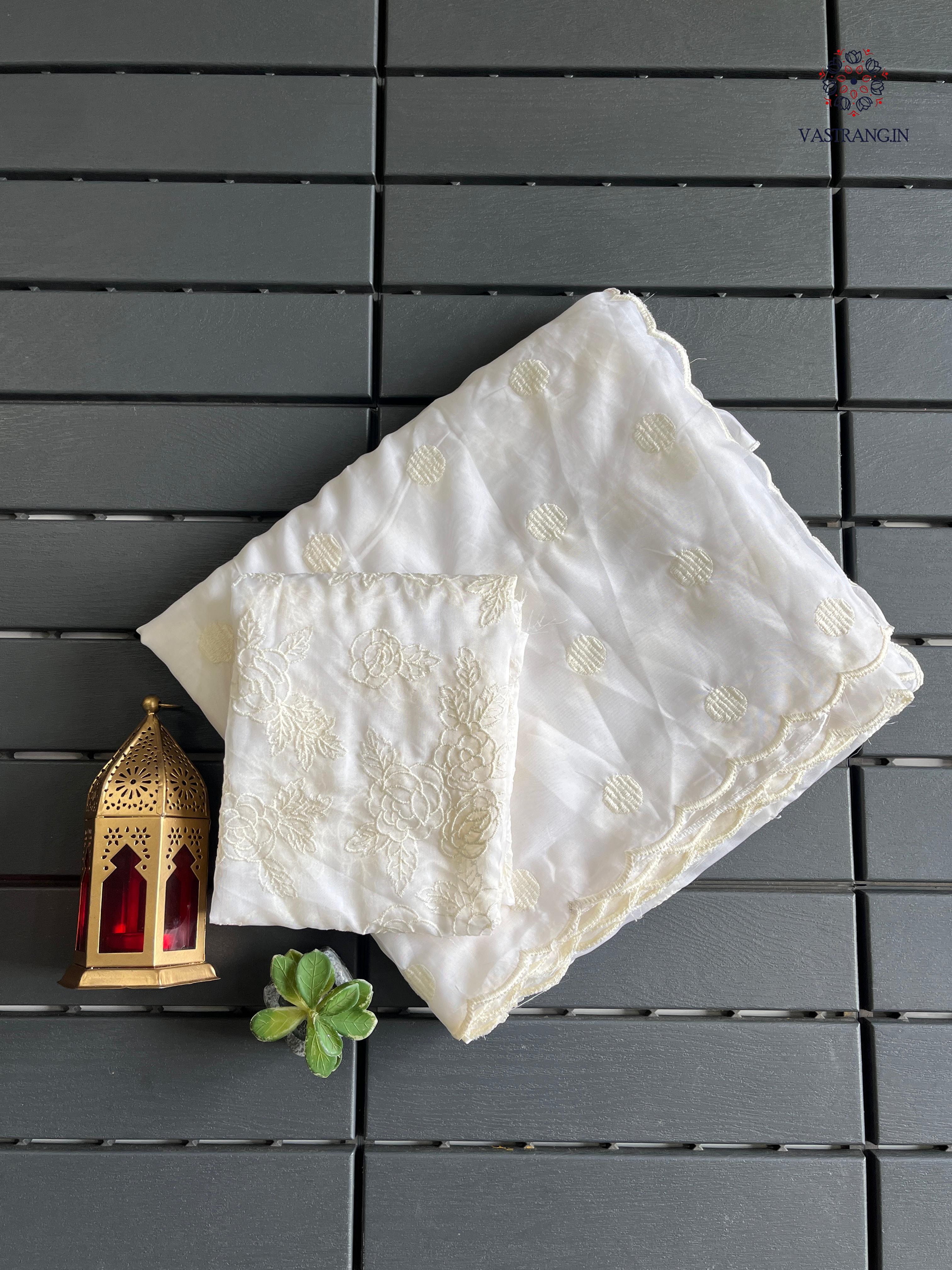 Charming Party Wear Tabi Silk Embroidery Work N Polka Butties Saree With Blouse For Wedding