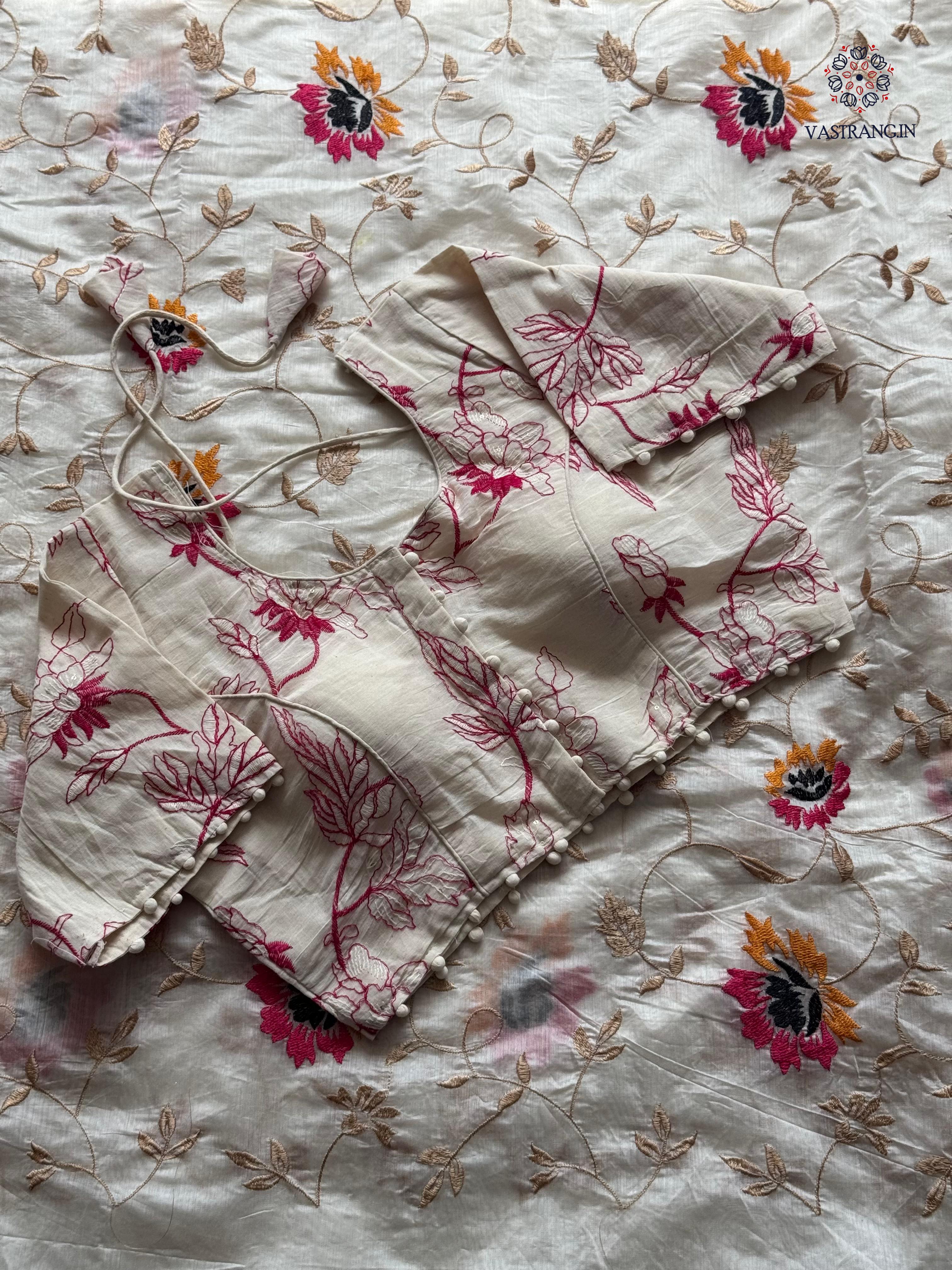 Beautiful Party Wear Chanderi Cotton Embroidery n Tussels Work Fancy Designer Festive Wear Saree With Stitched Blouse