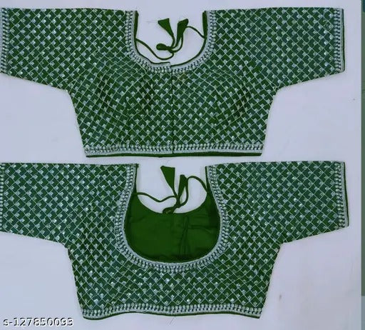 Heavy Embroidery Coding with Sequins Work Half Sleeves Fancy Readymade Saree Blouse