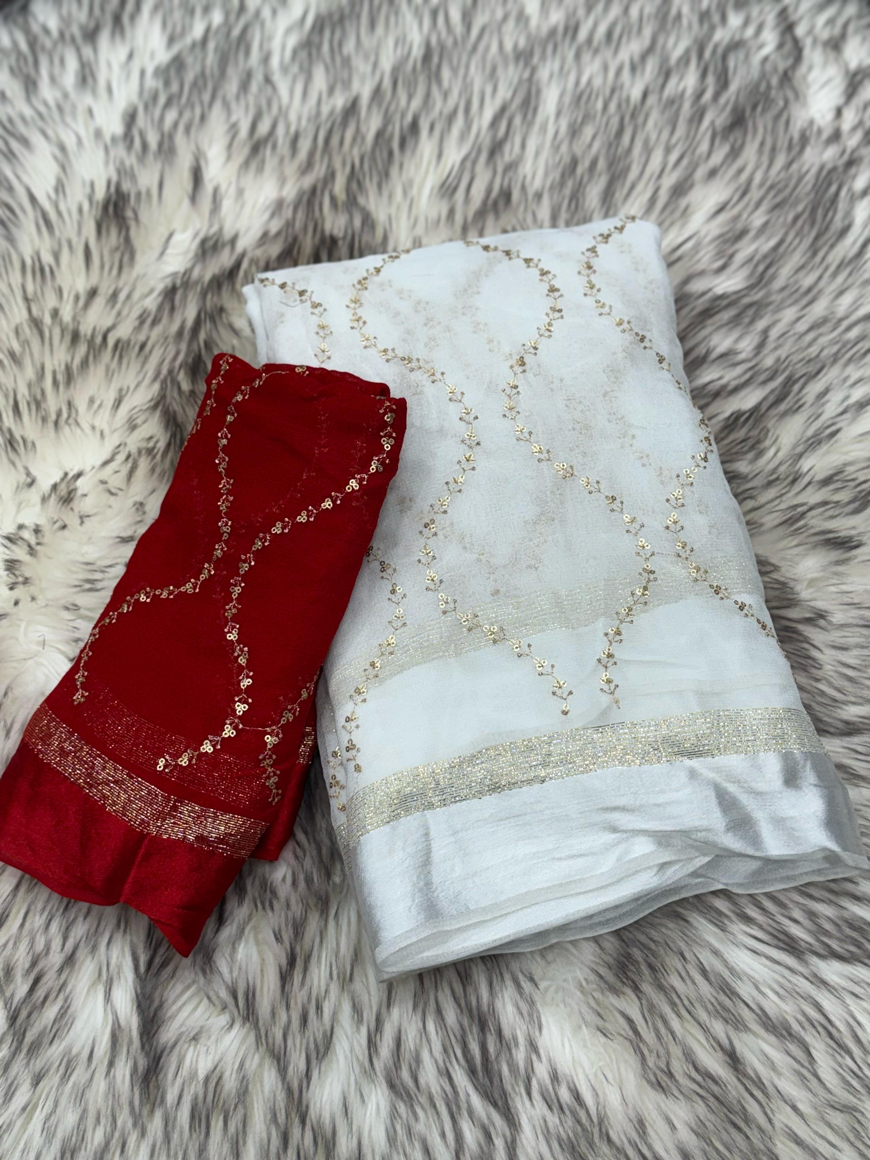 Pure Viscose Georgette Sequence Work Wedding Wear Fancy Designer Saree With Blouse