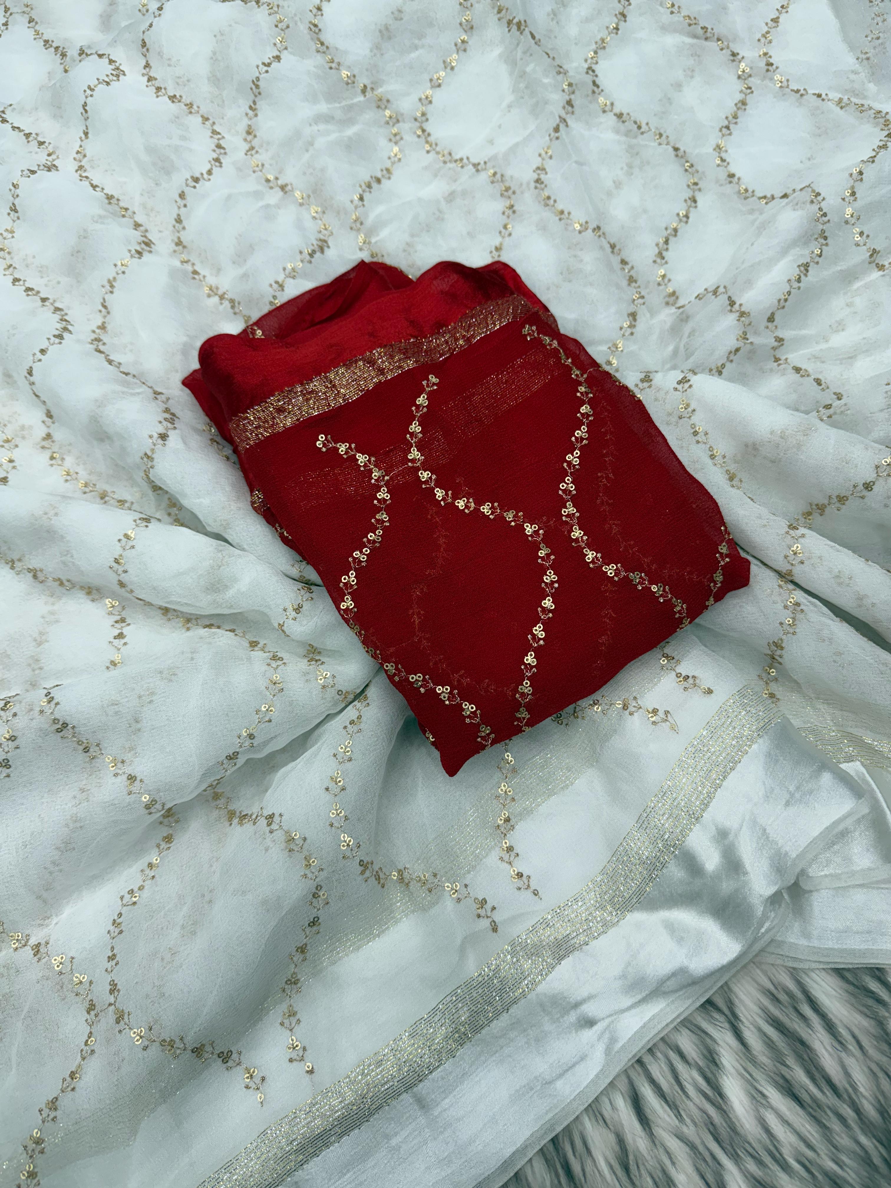 Pure Viscose Georgette Sequence Work Wedding Wear Fancy Designer Saree With Blouse