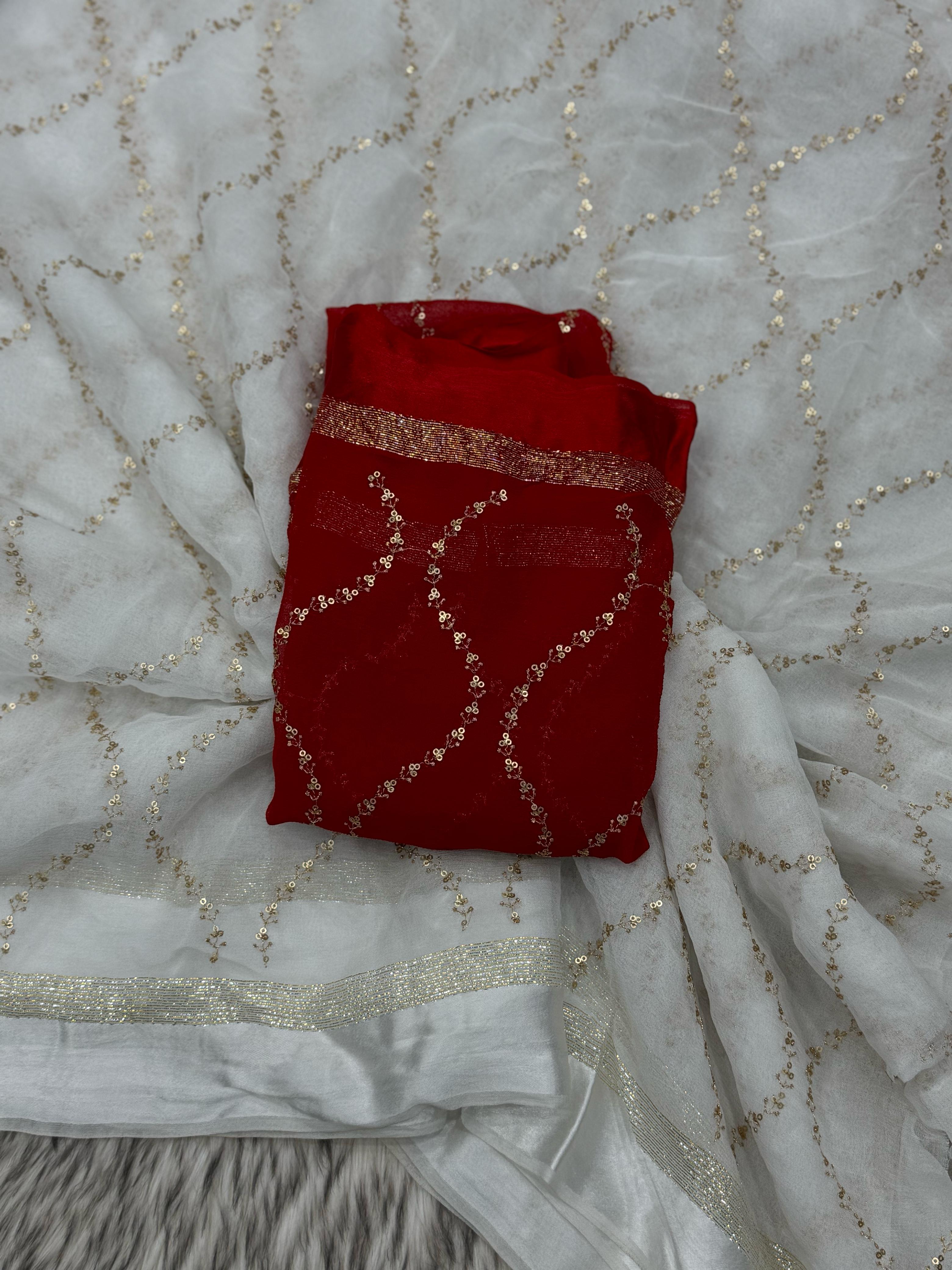 Pure Viscose Georgette Sequence Work Wedding Wear Fancy Designer Saree With Blouse