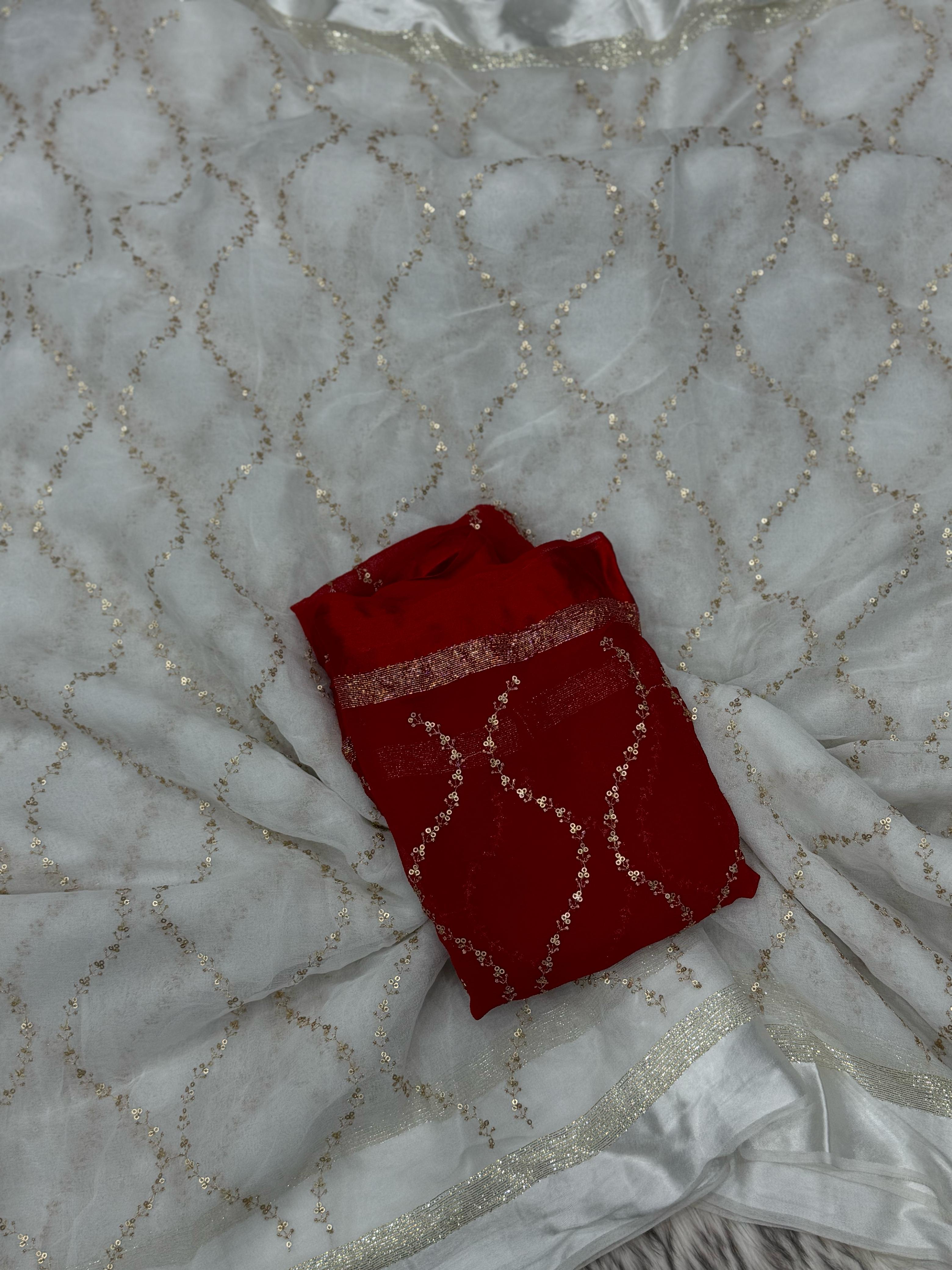 Pure Viscose Georgette Sequence Work Wedding Wear Fancy Designer Saree With Blouse