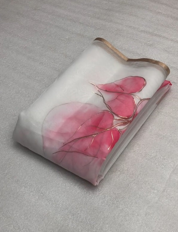 Party wear Organza Silk Floral Print n Foil Work Beautiful Rich Look Saree